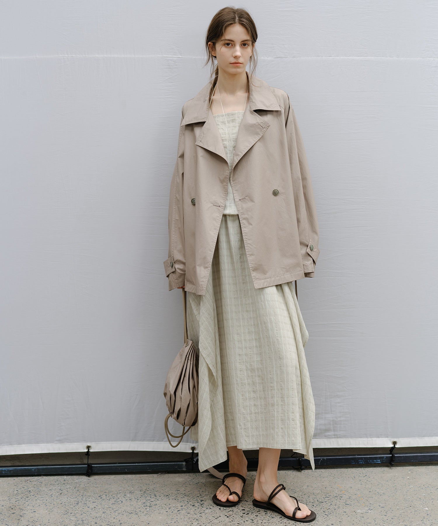 "Shipping from late February to early March" Belted Cropped Trench Jacket