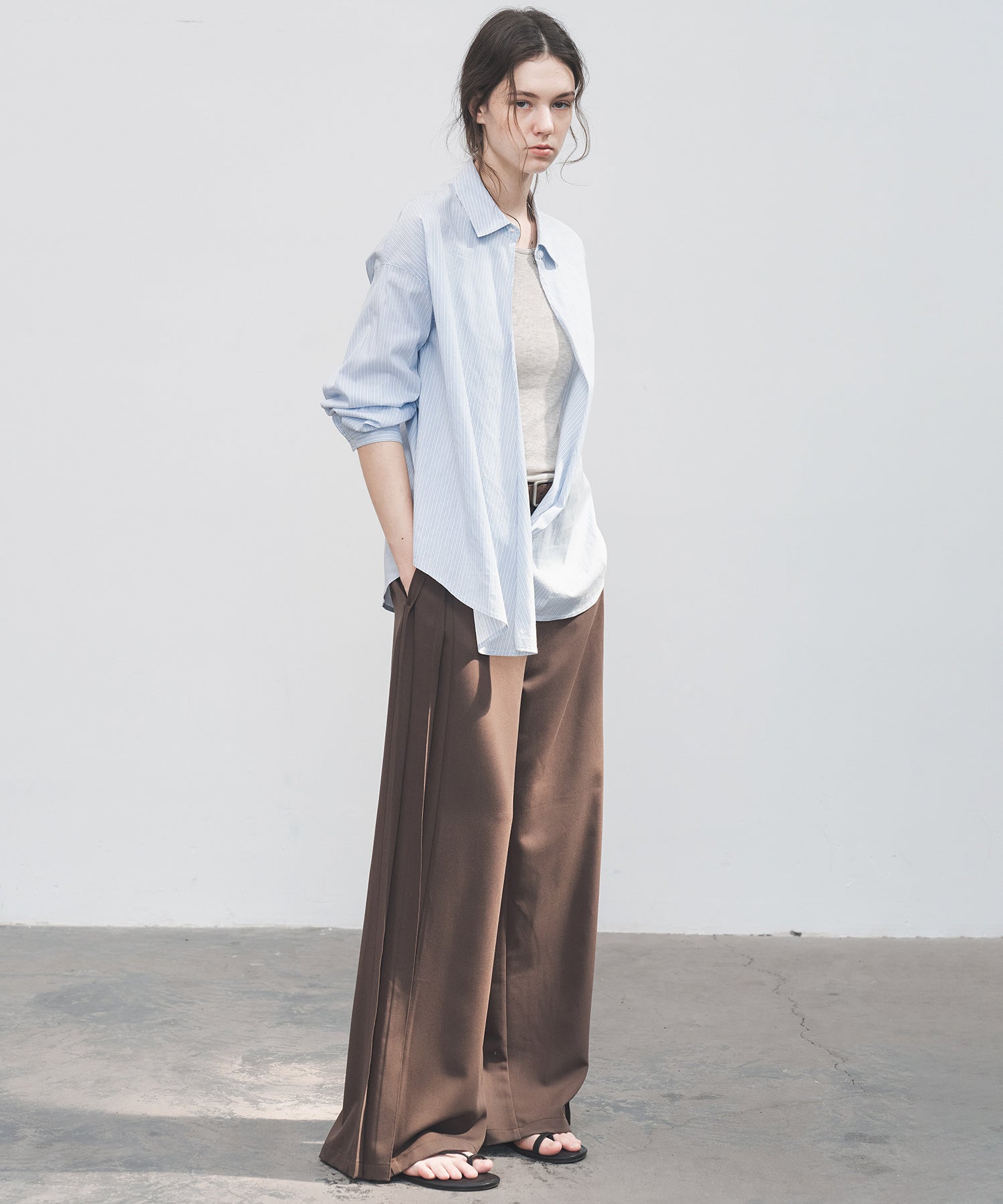 Accordion Pleat Wide-Leg Trousers