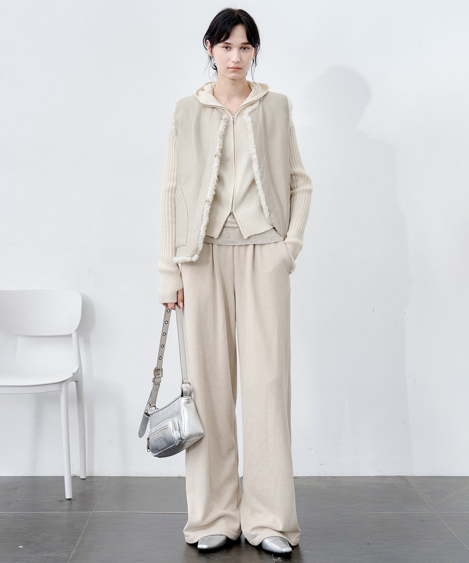 Knit Fleece Drawstring Wide Pants