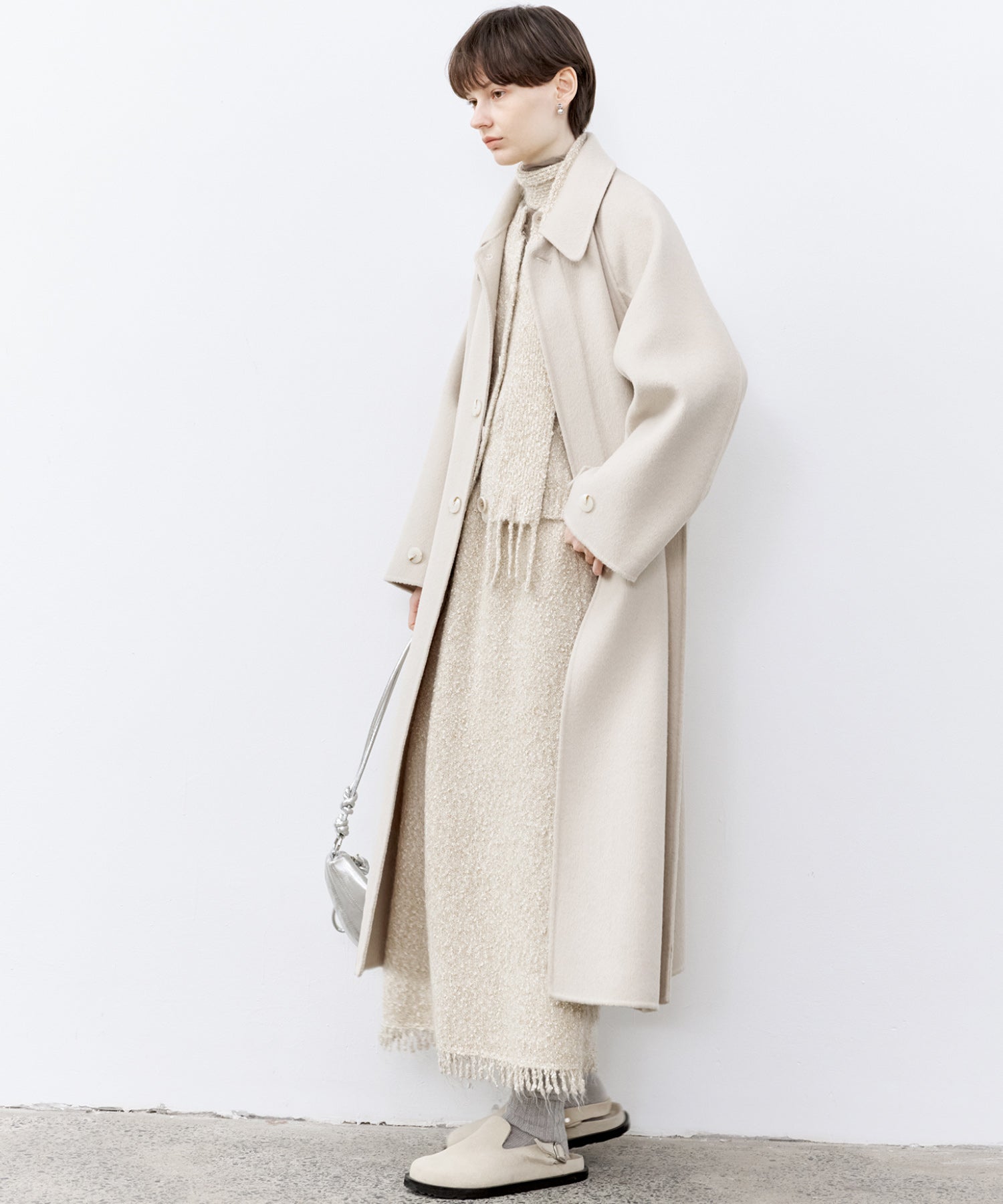 Raglan Sleeves Oversized Double-Faced Wool Coat