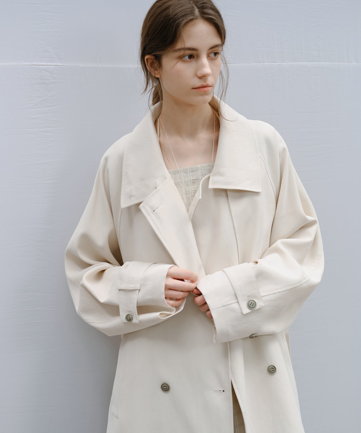 Stand Collar Belted Long Trench Coat