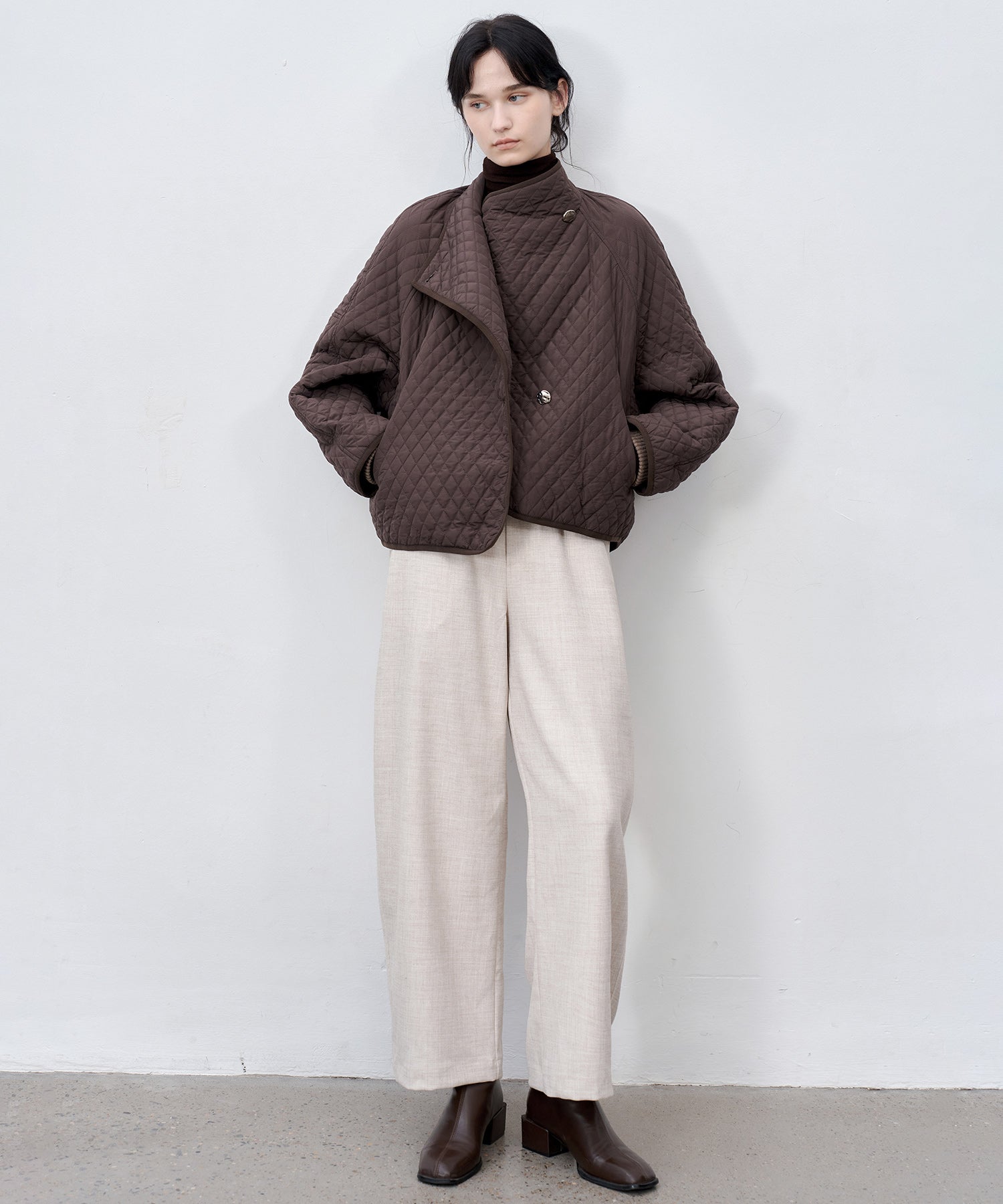 Thick Fabric Cropped Wide-Leg Pants