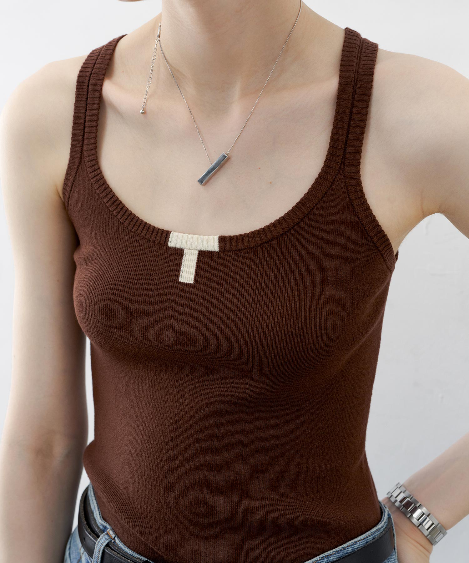 【tageechita】"T" 리브 니트 캐미솔 / 이너