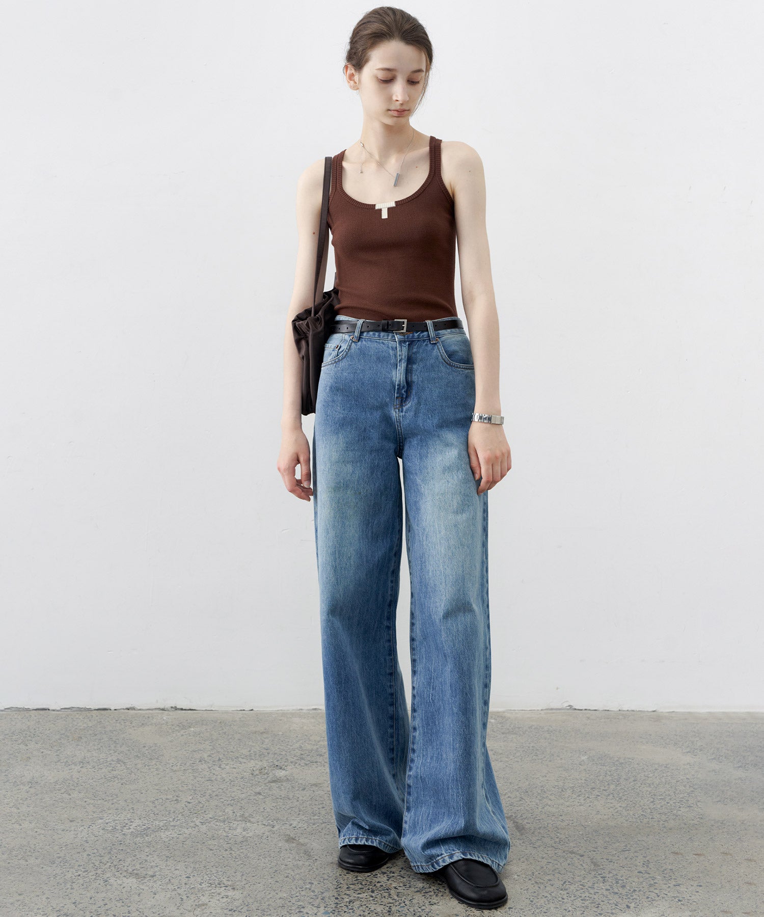 Minimalist “T” Logo Knit Cami Top
