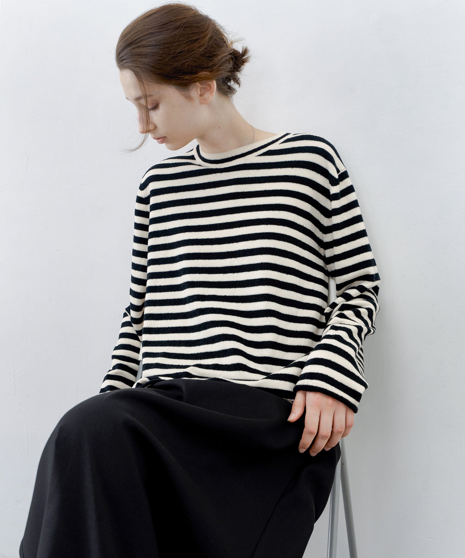Textured Stripe Crew Neck Knit Sweater