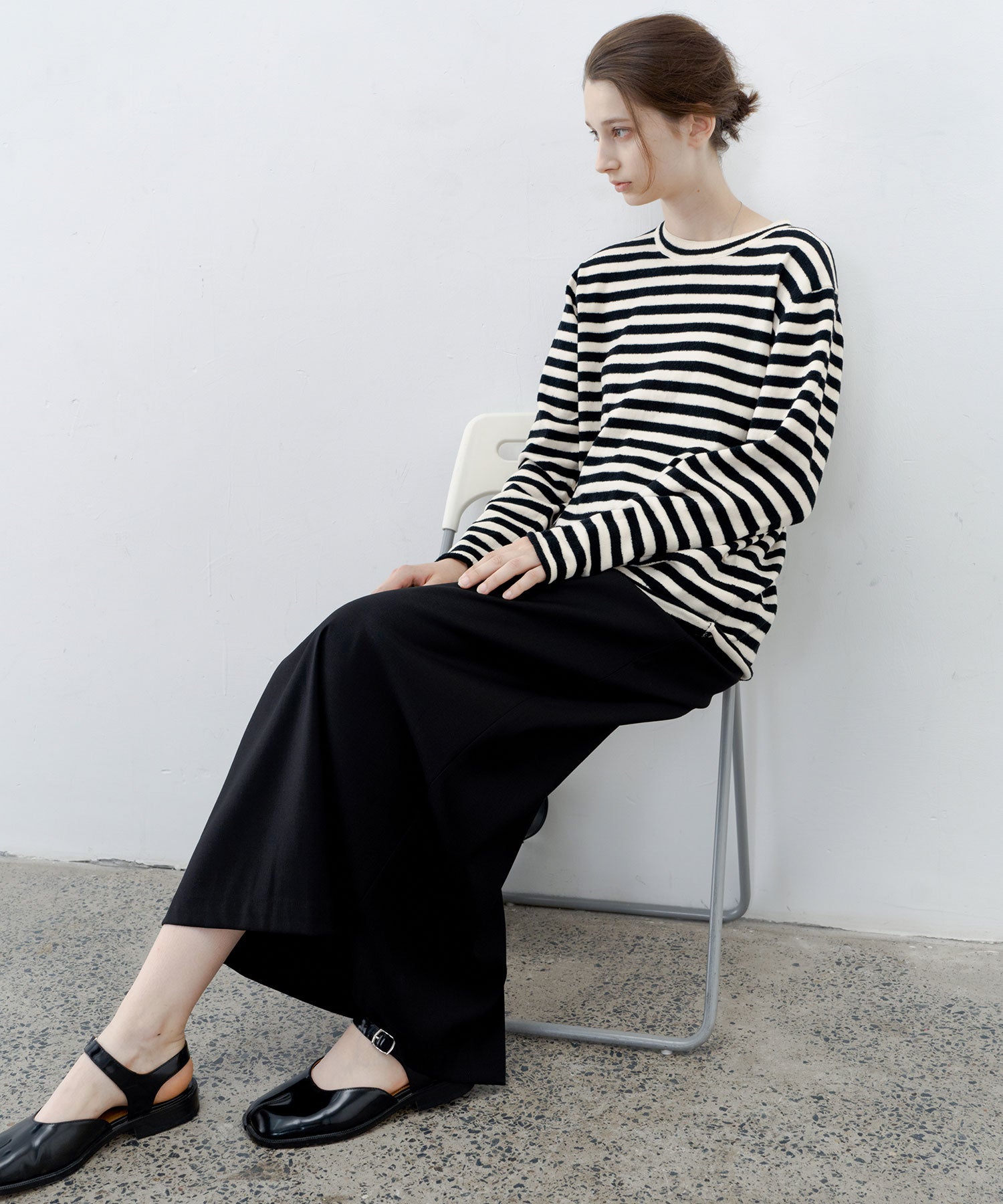 Textured Stripe Crew Neck Knit Sweater