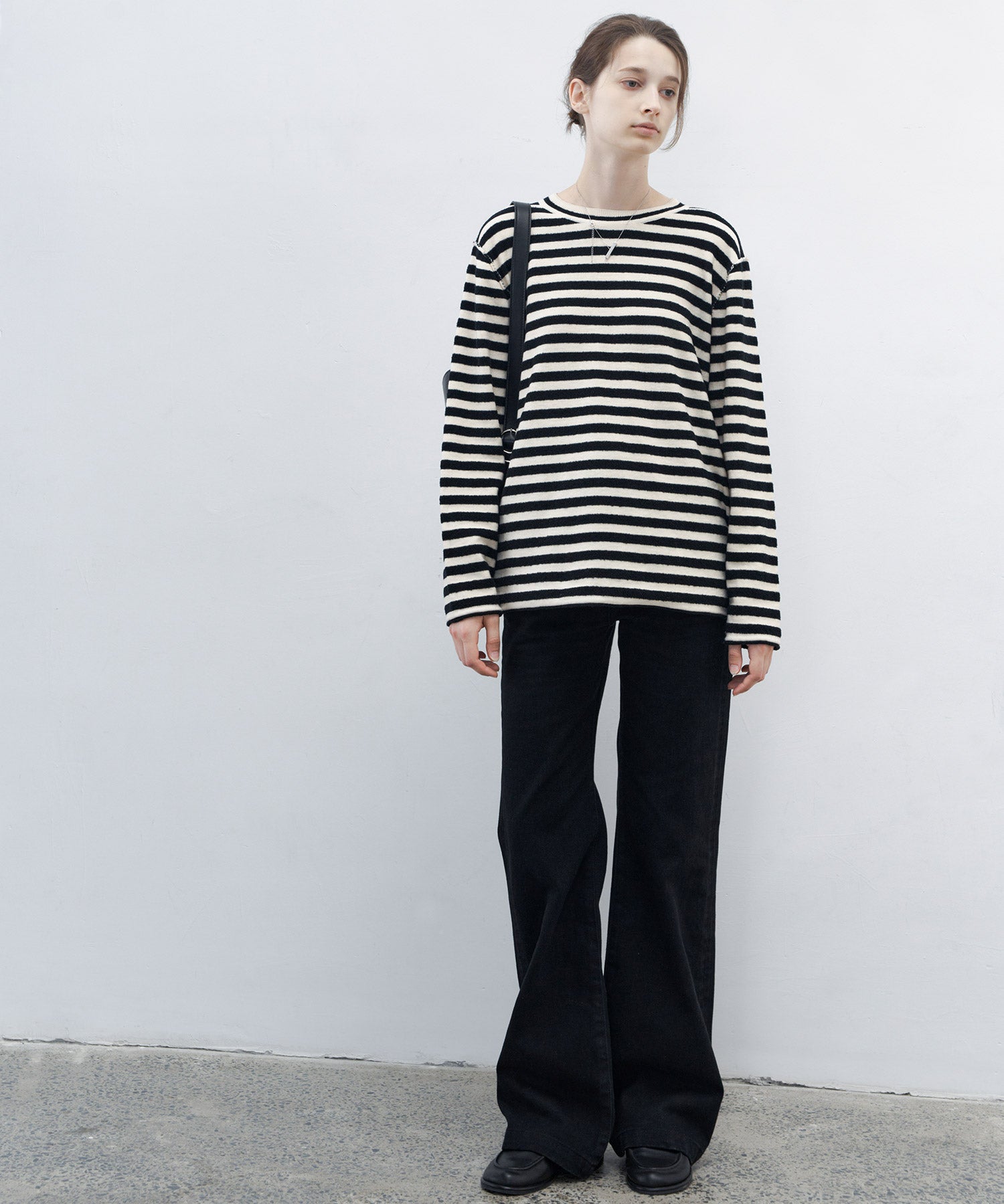Textured Stripe Crew Neck Knit Sweater