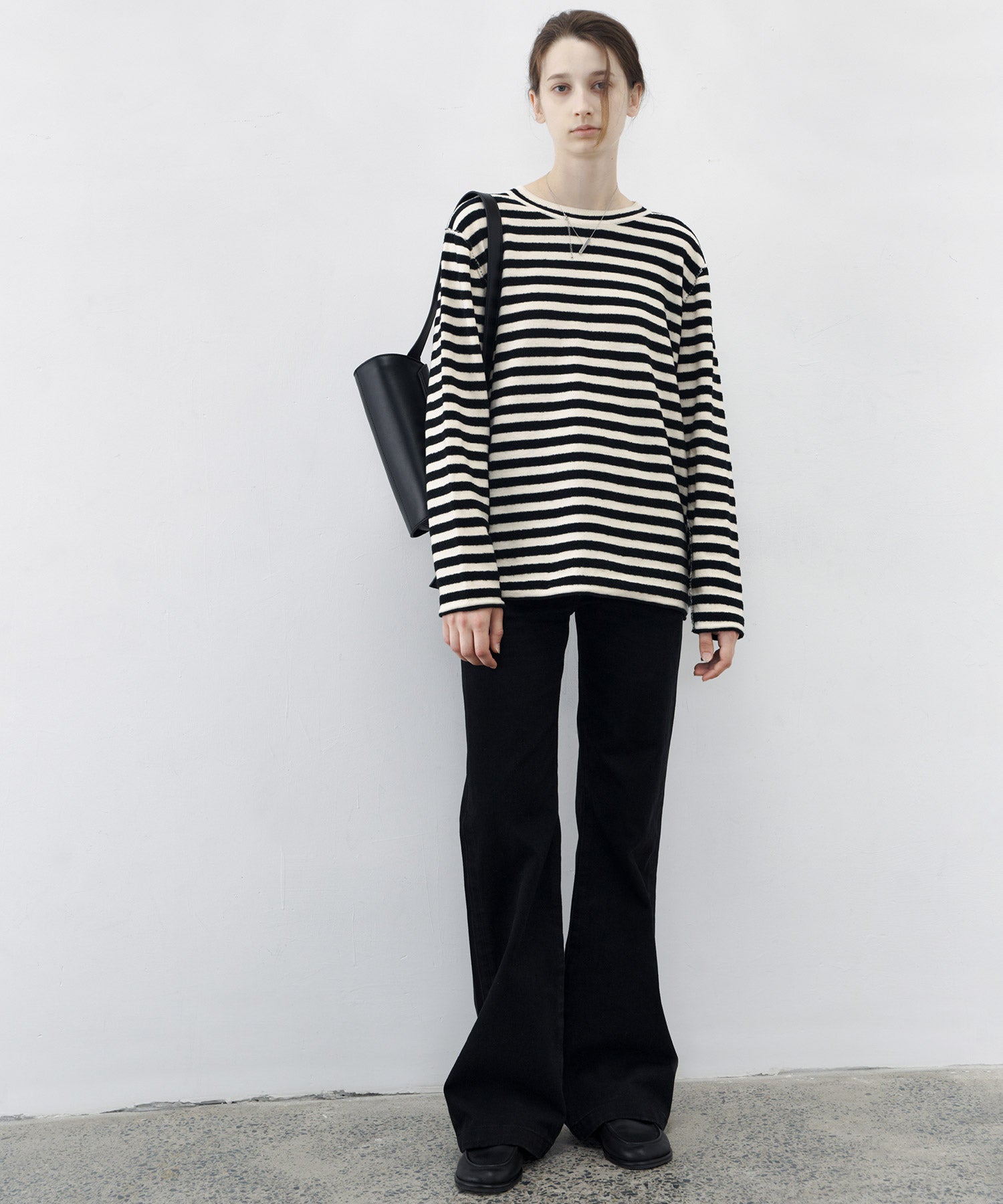 Textured Stripe Crew Neck Knit Sweater