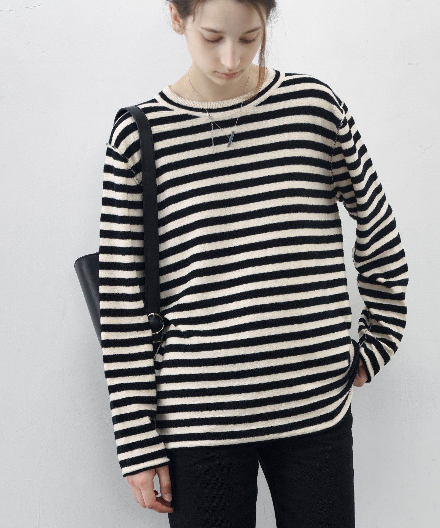 Textured Stripe Crew Neck Knit Sweater