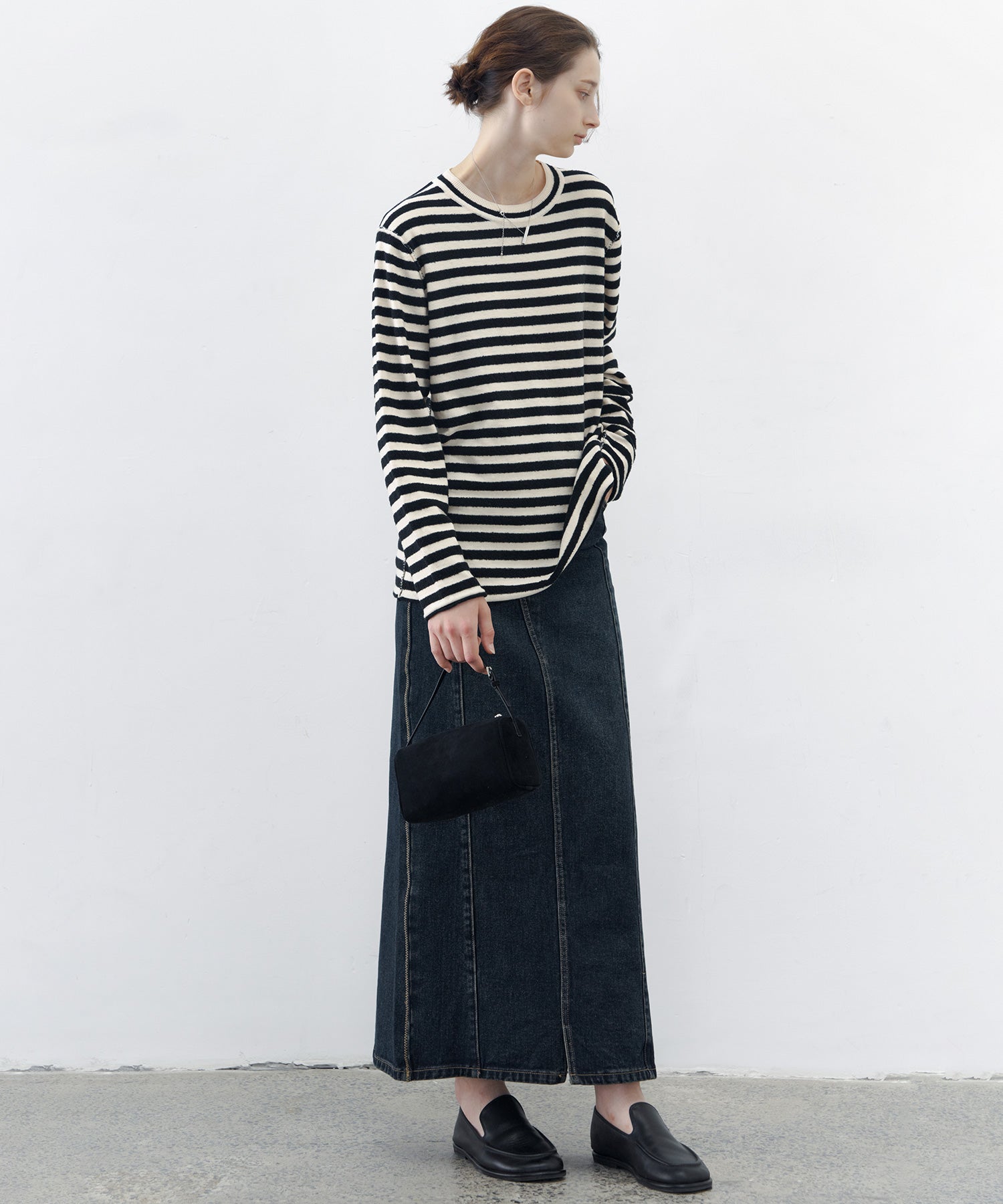 Textured Stripe Crew Neck Knit Sweater