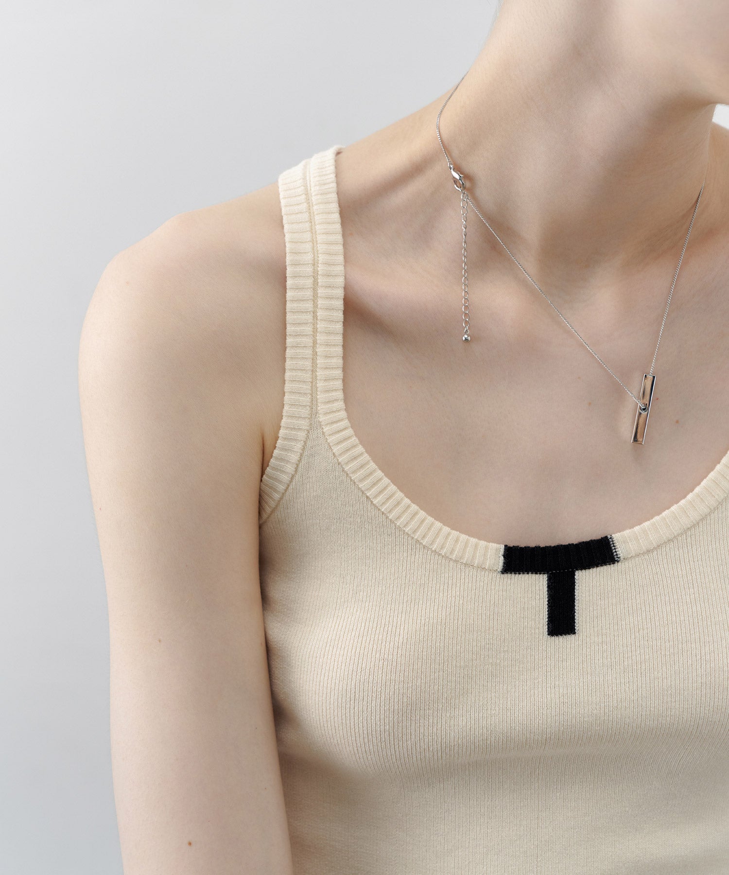 Minimalist “T” Logo Knit Cami Top