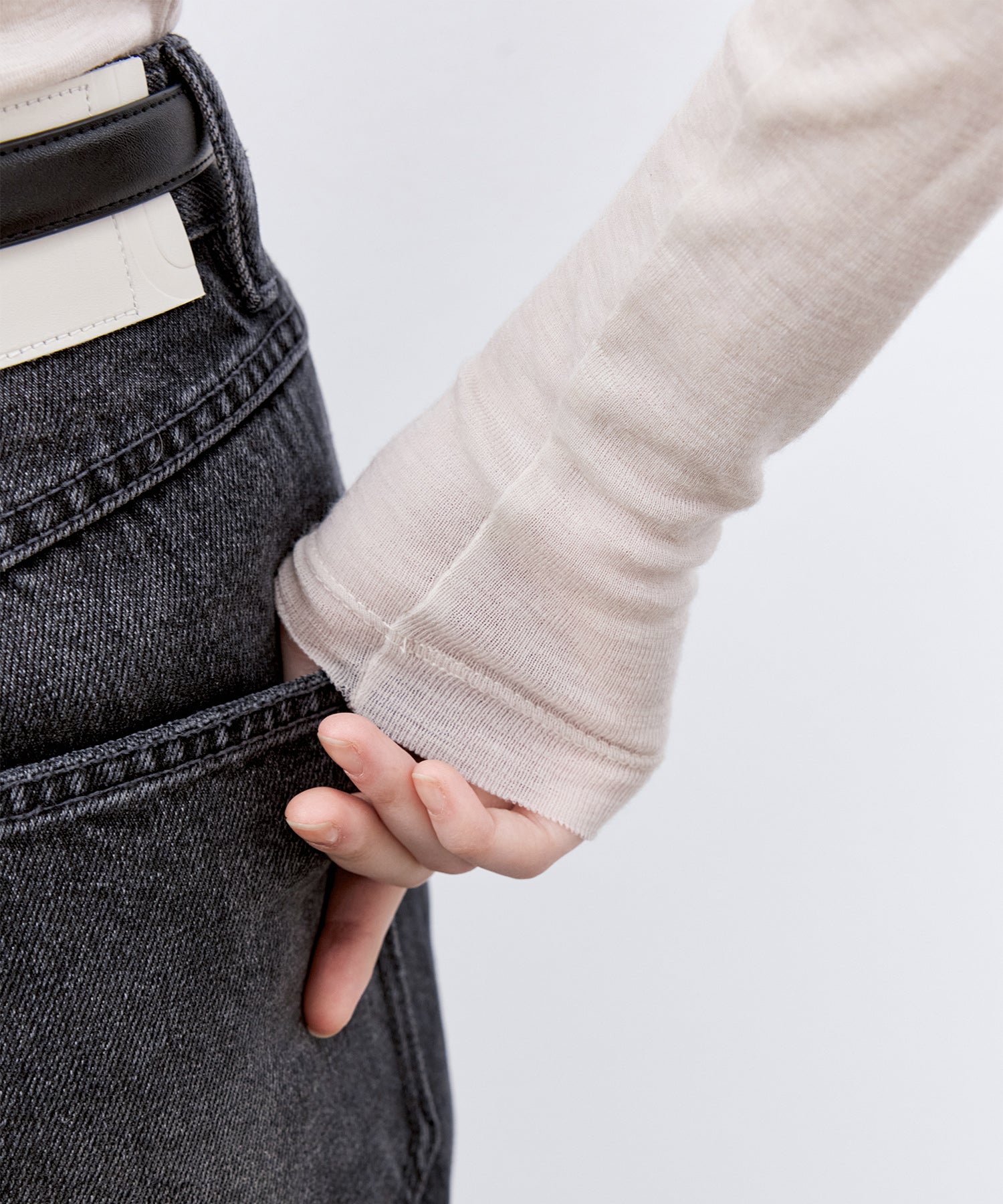 Dark Gray Washed Slightly Flared Jeans