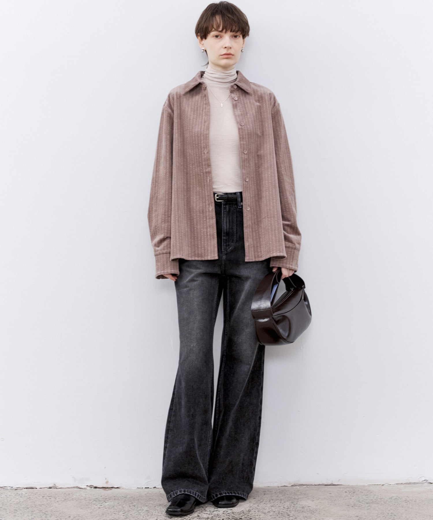 Dark Gray Washed Slightly Flared Jeans