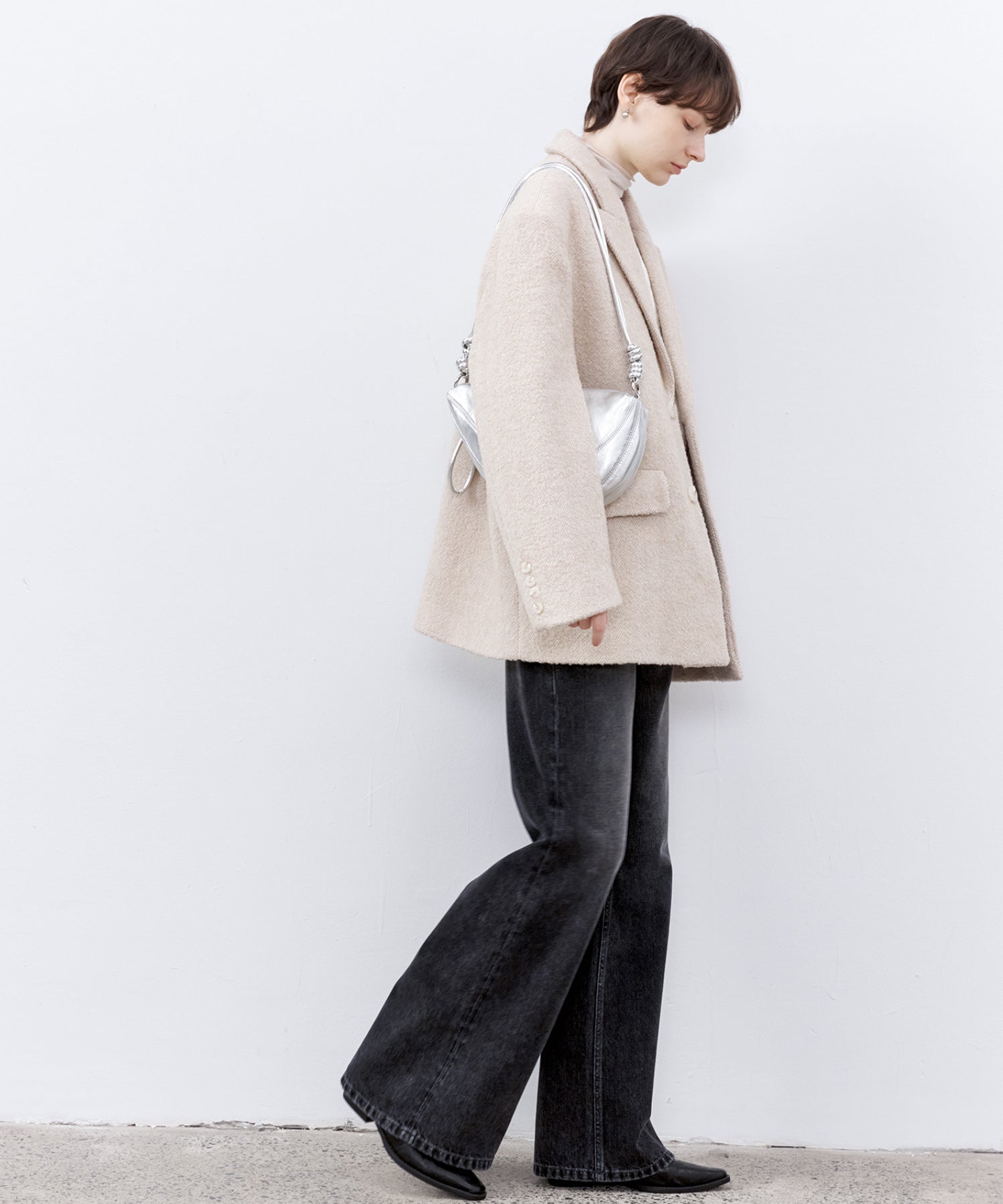 Dark Gray Washed Slightly Flared Jeans
