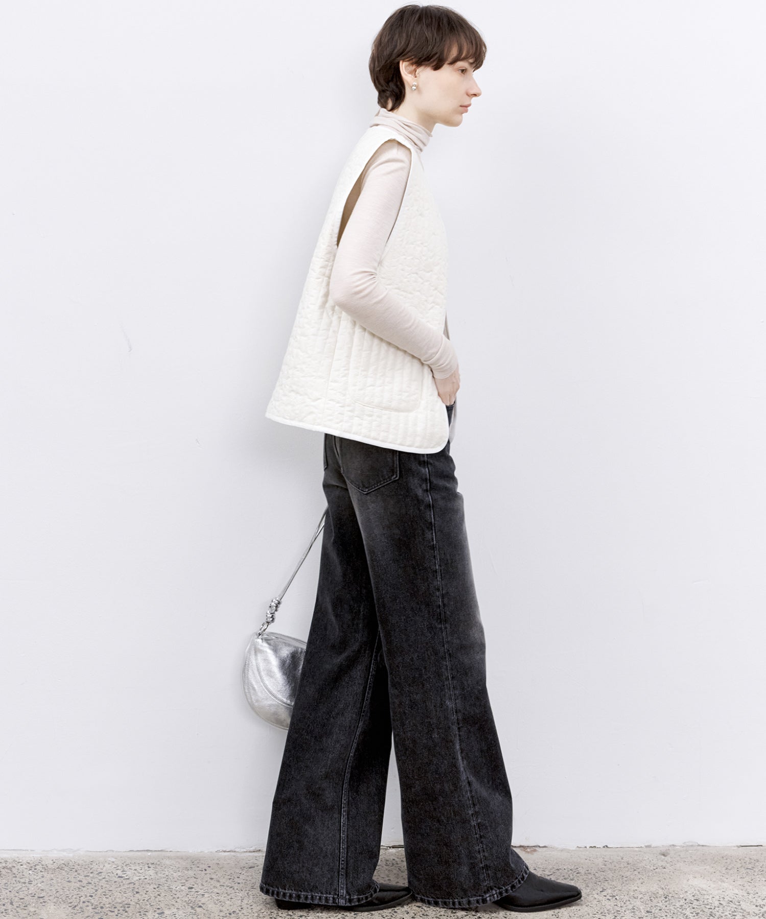 Dark Gray Washed Slightly Flared Jeans