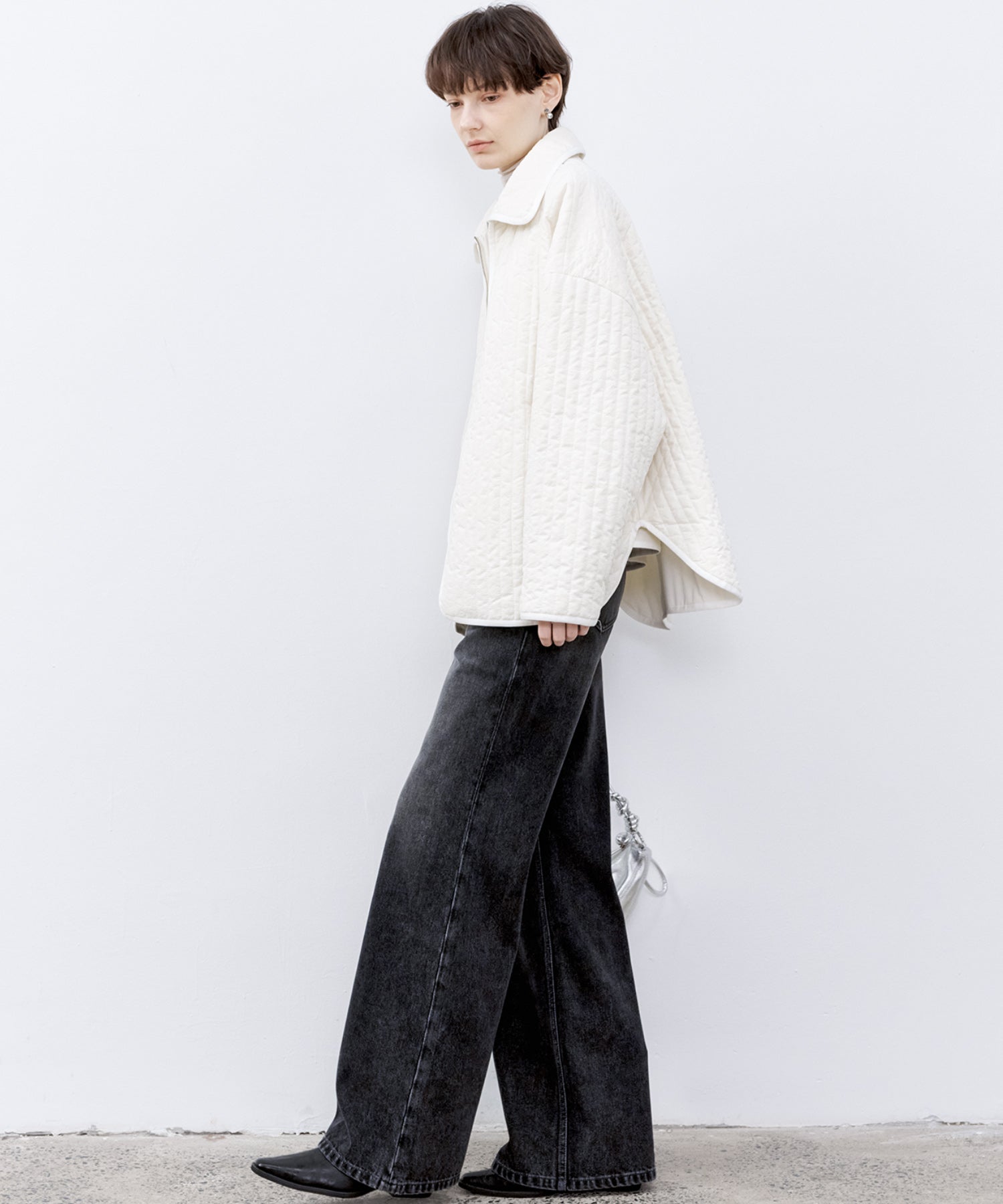 Flocked Print Quilted Jacket