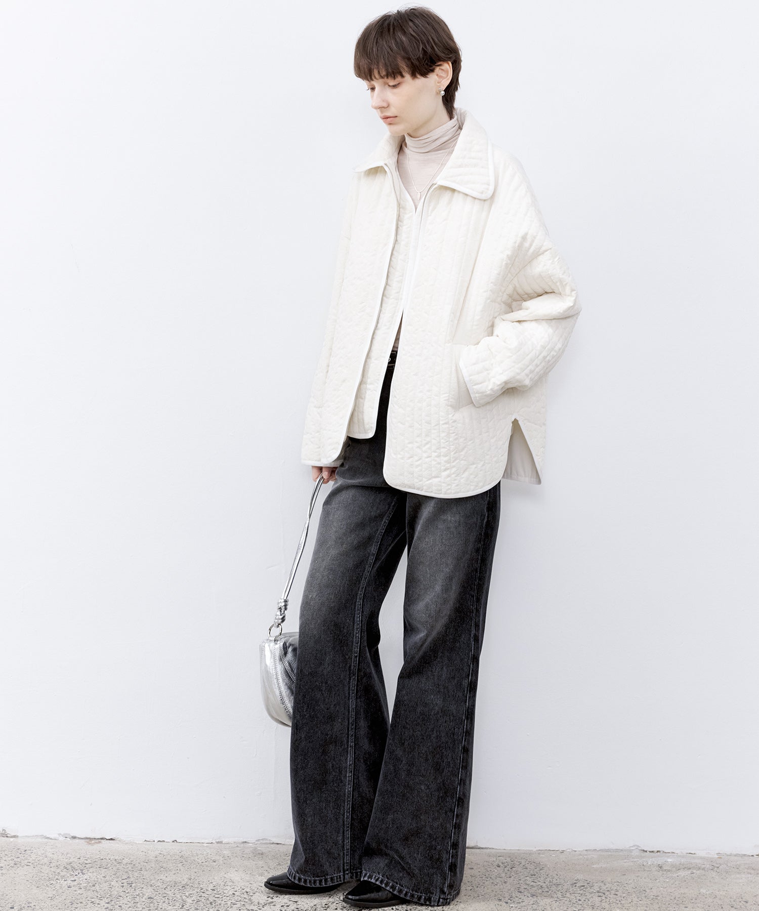 Flocked Print Quilted Jacket