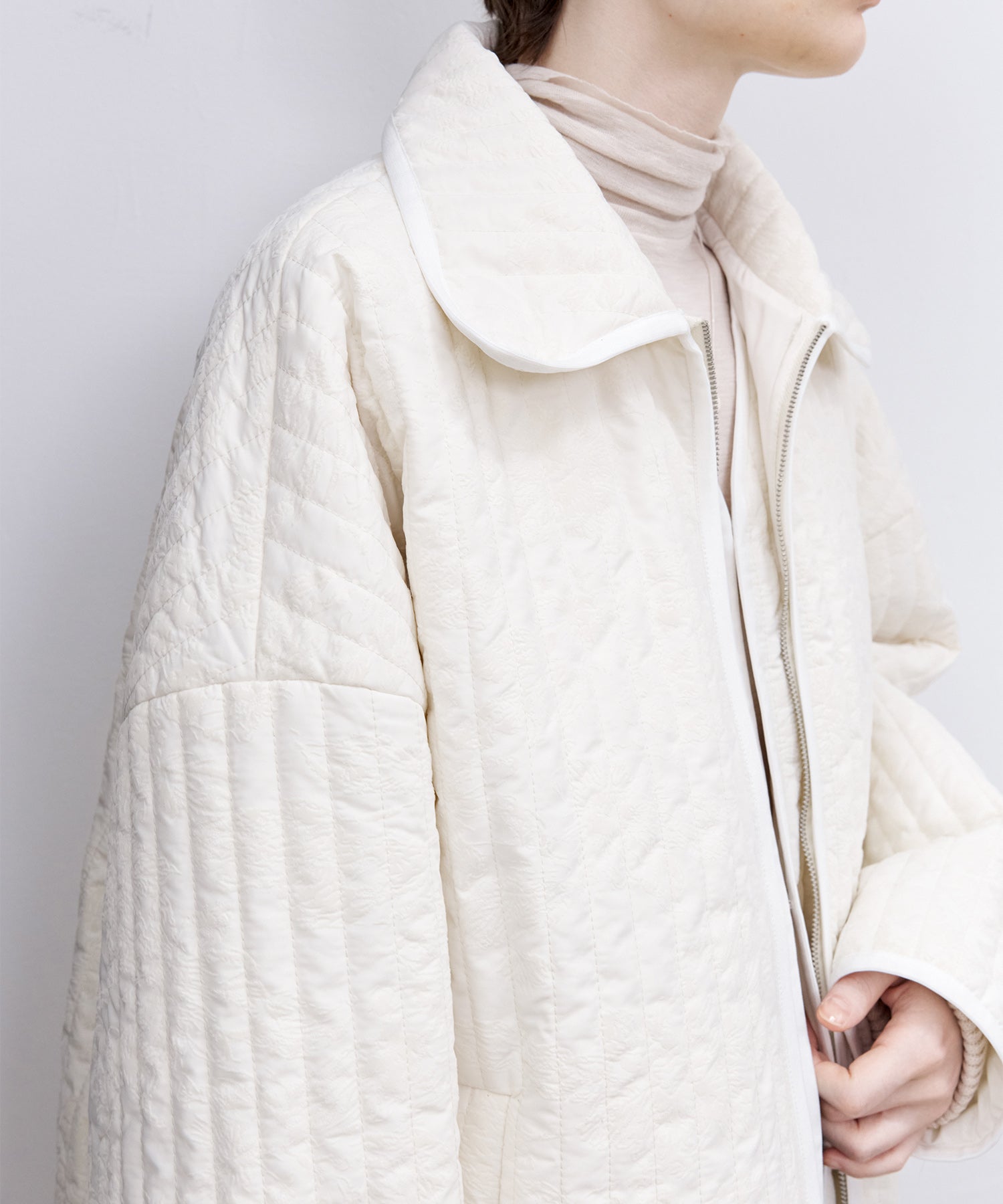 Flocked Print Quilted Jacket