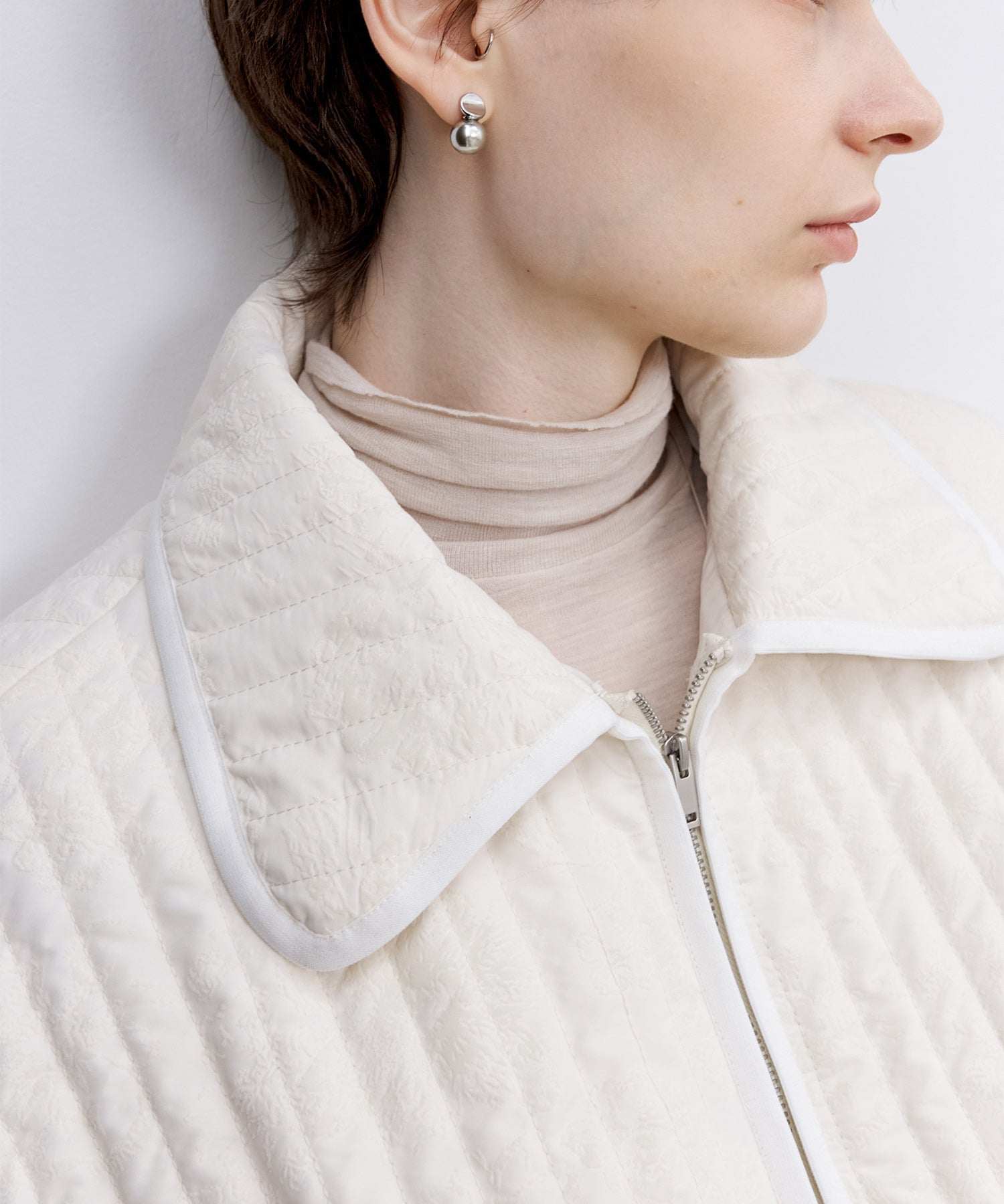 Flocked Print Quilted Jacket