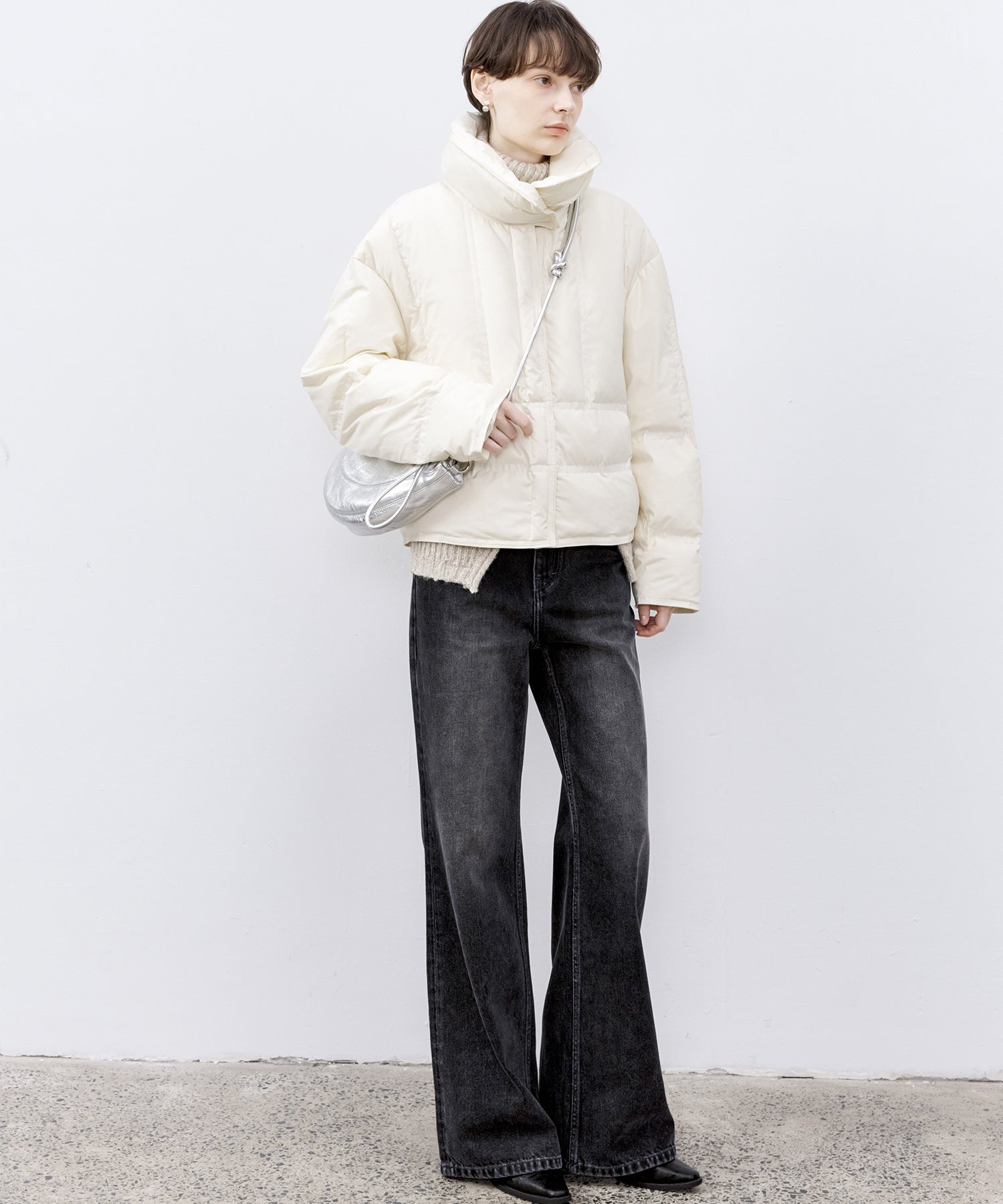 Drop Shoulder Short Puffer with Shaped Waist Design