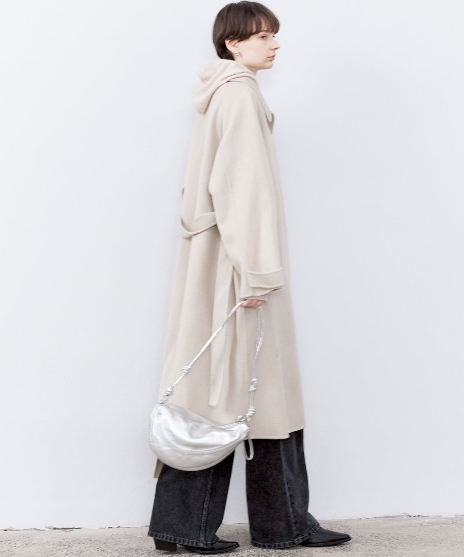 Raglan Sleeves Oversized Double-Faced Wool Coat