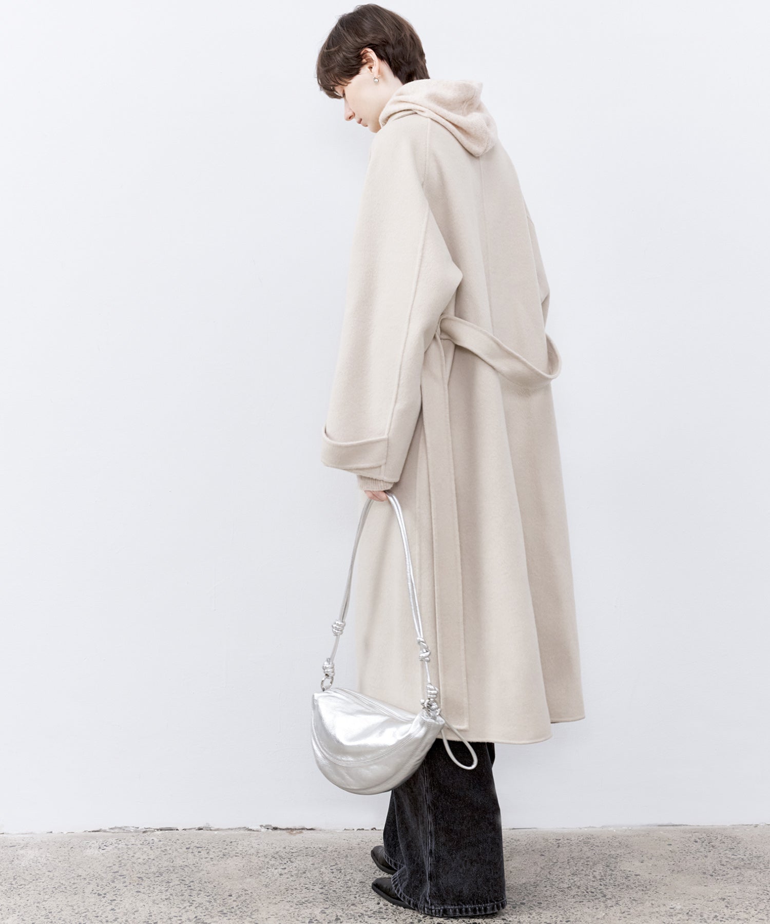 Raglan Sleeves Oversized Double-Faced Wool Coat