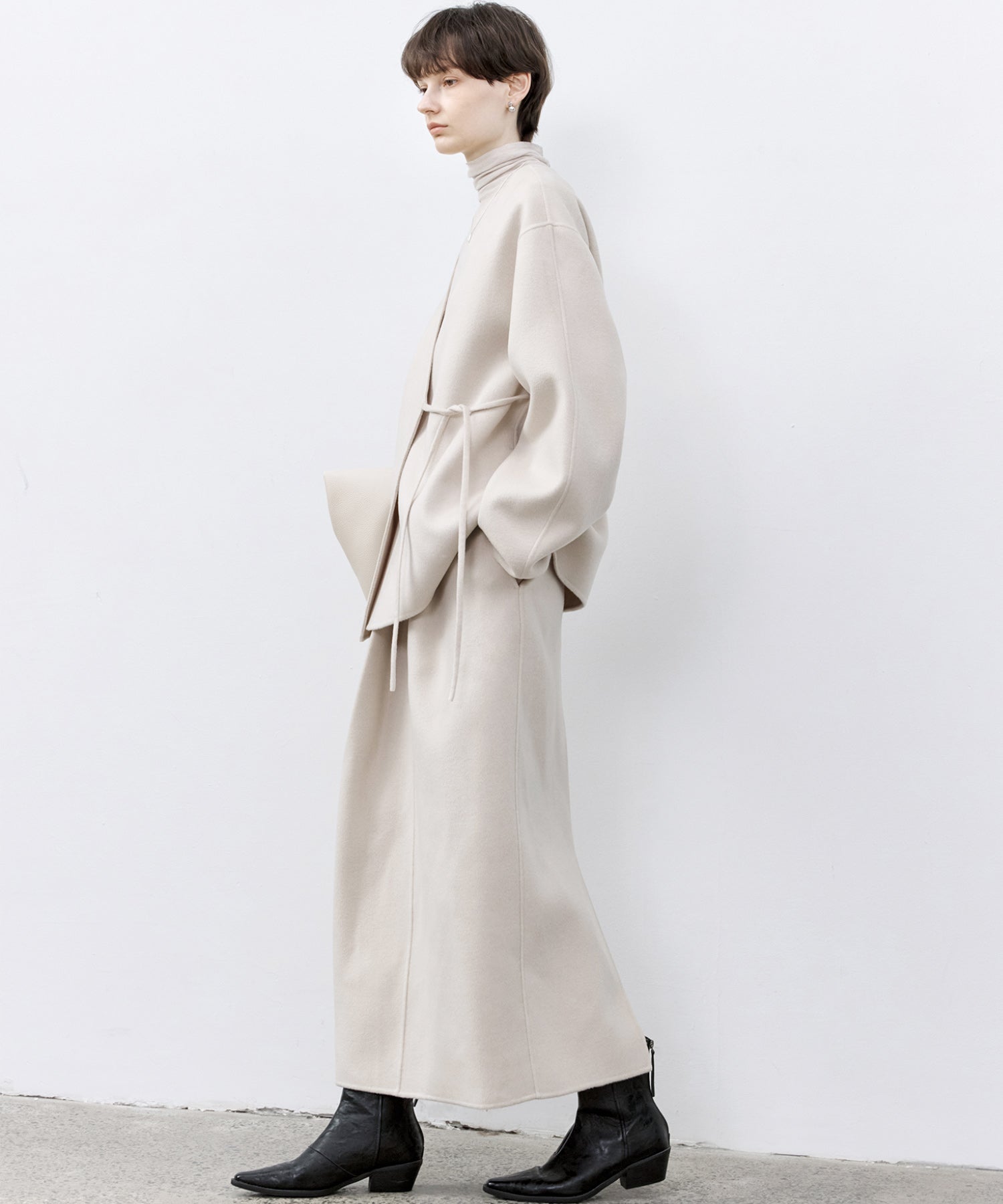 Wool Twill Skirt with Gathered Detail & Bubble Silhouette