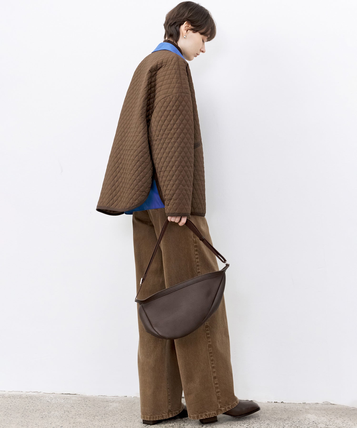 Basic Narrow Straight Brown Denim Pants