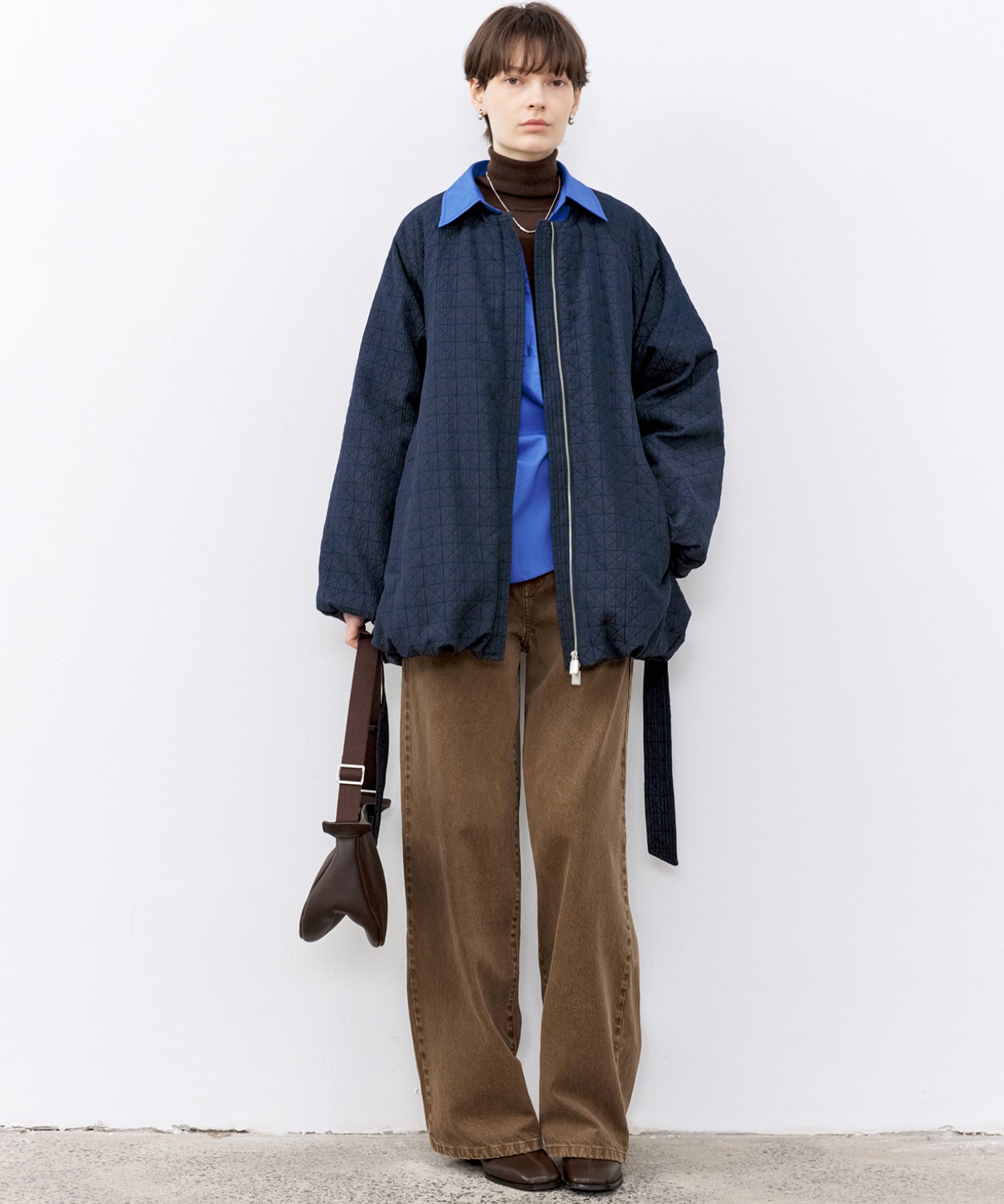 Basic Narrow Straight Brown Denim Pants