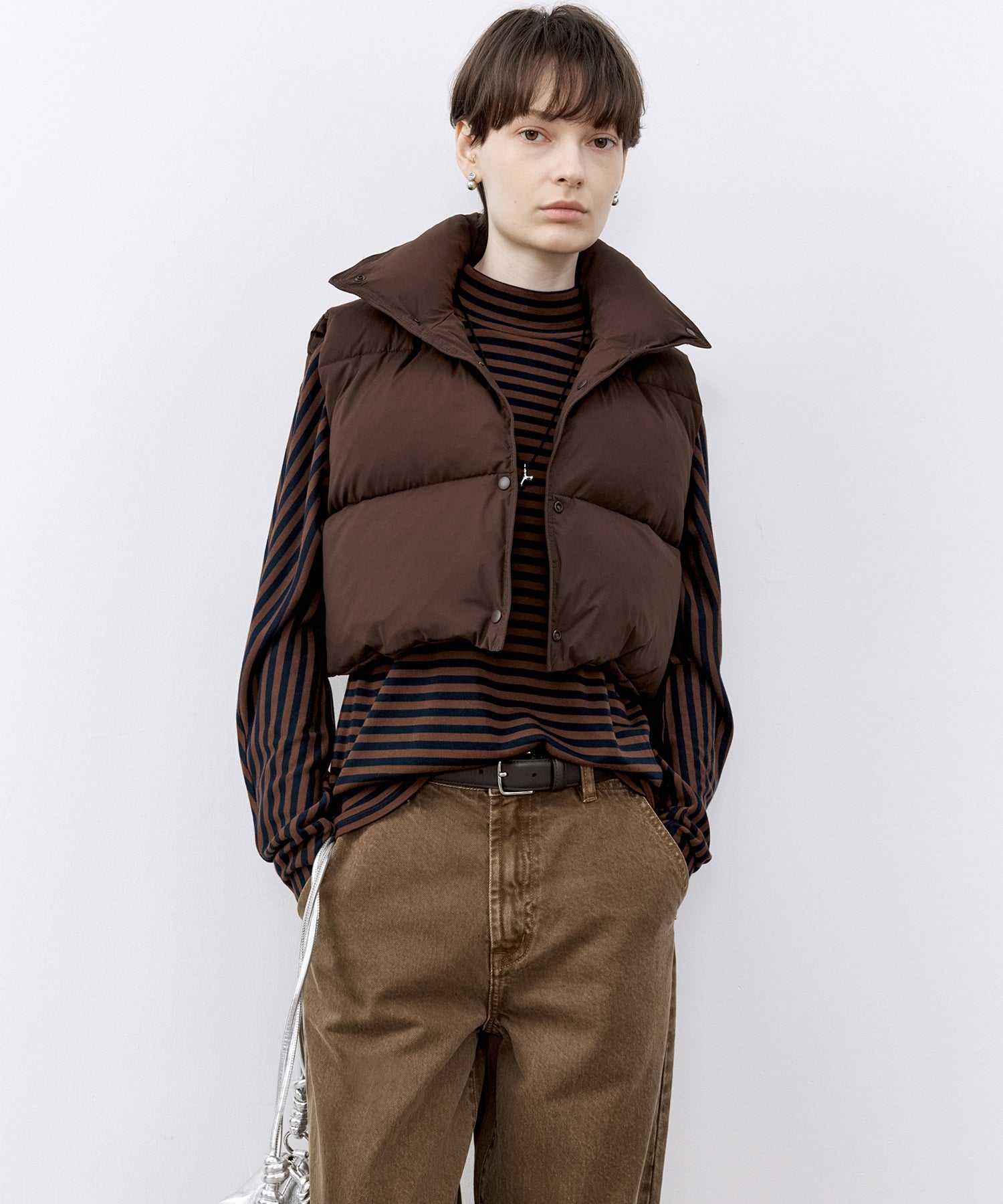 Cropped Puffer Vest with Moldable Neckline