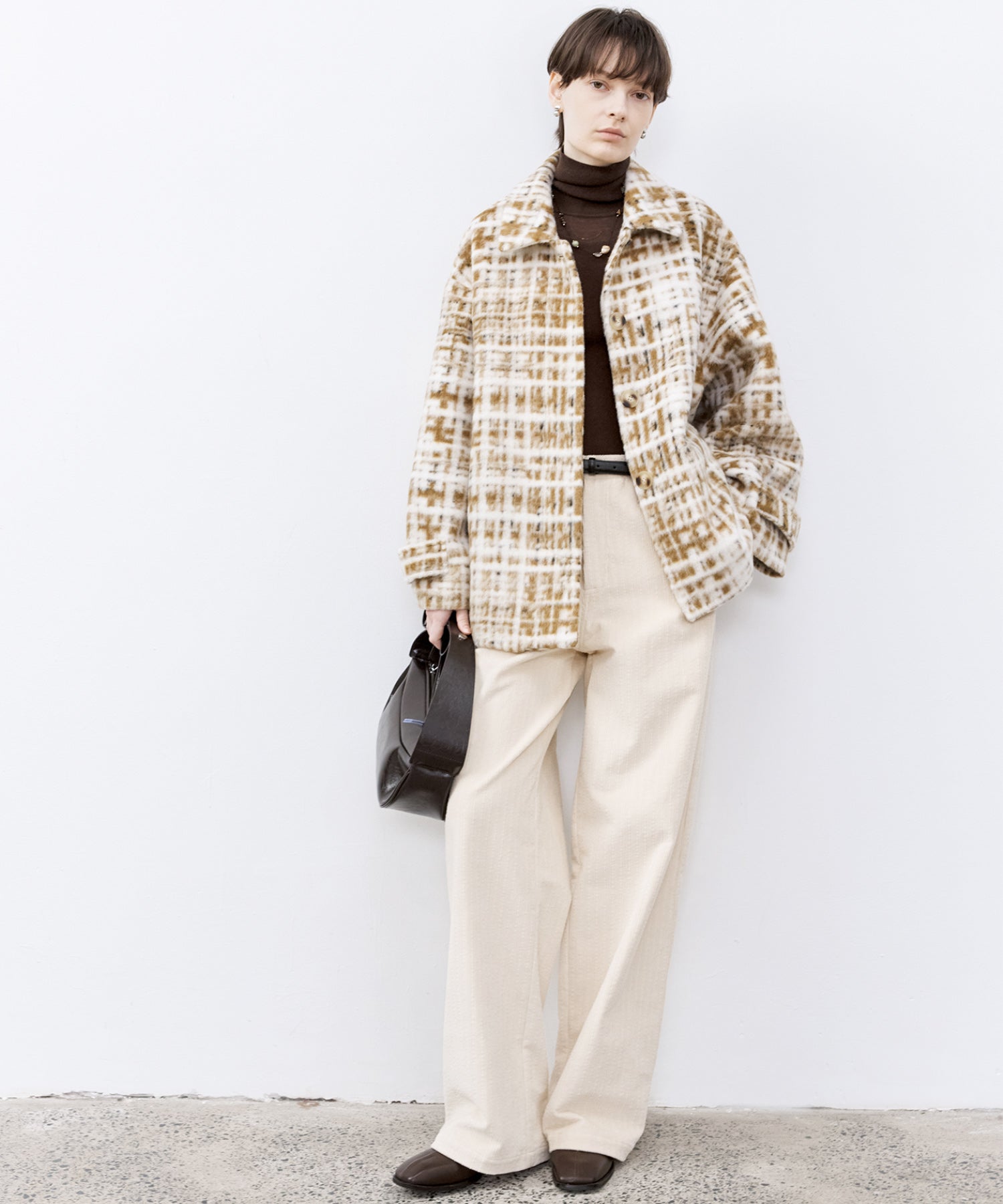 Hazy Plaid Tailored Wool Short Over-coat