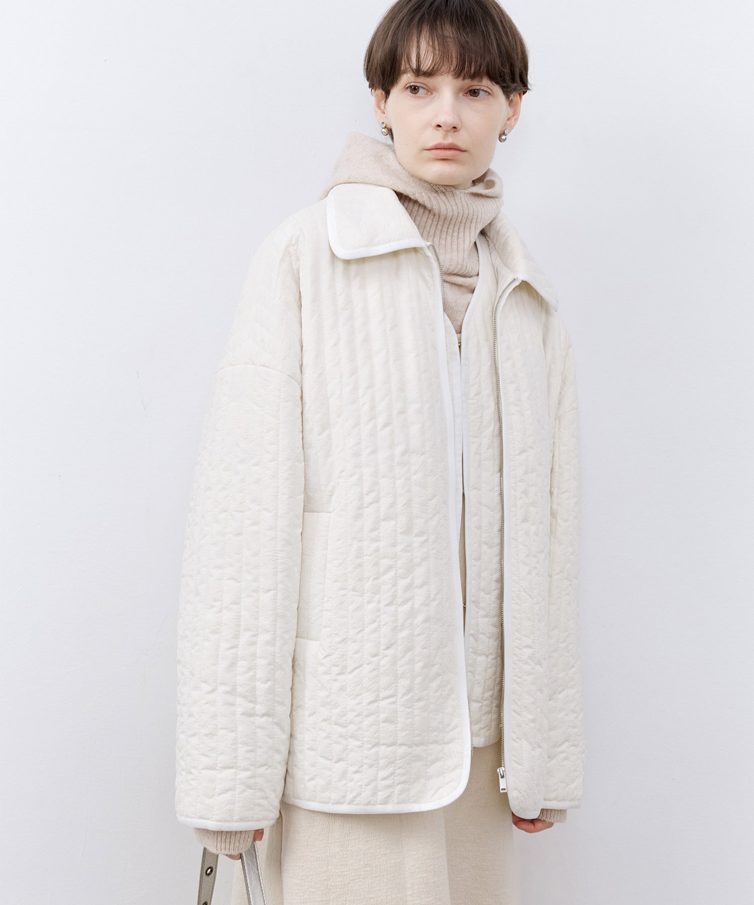 Flocked Print Quilted Jacket