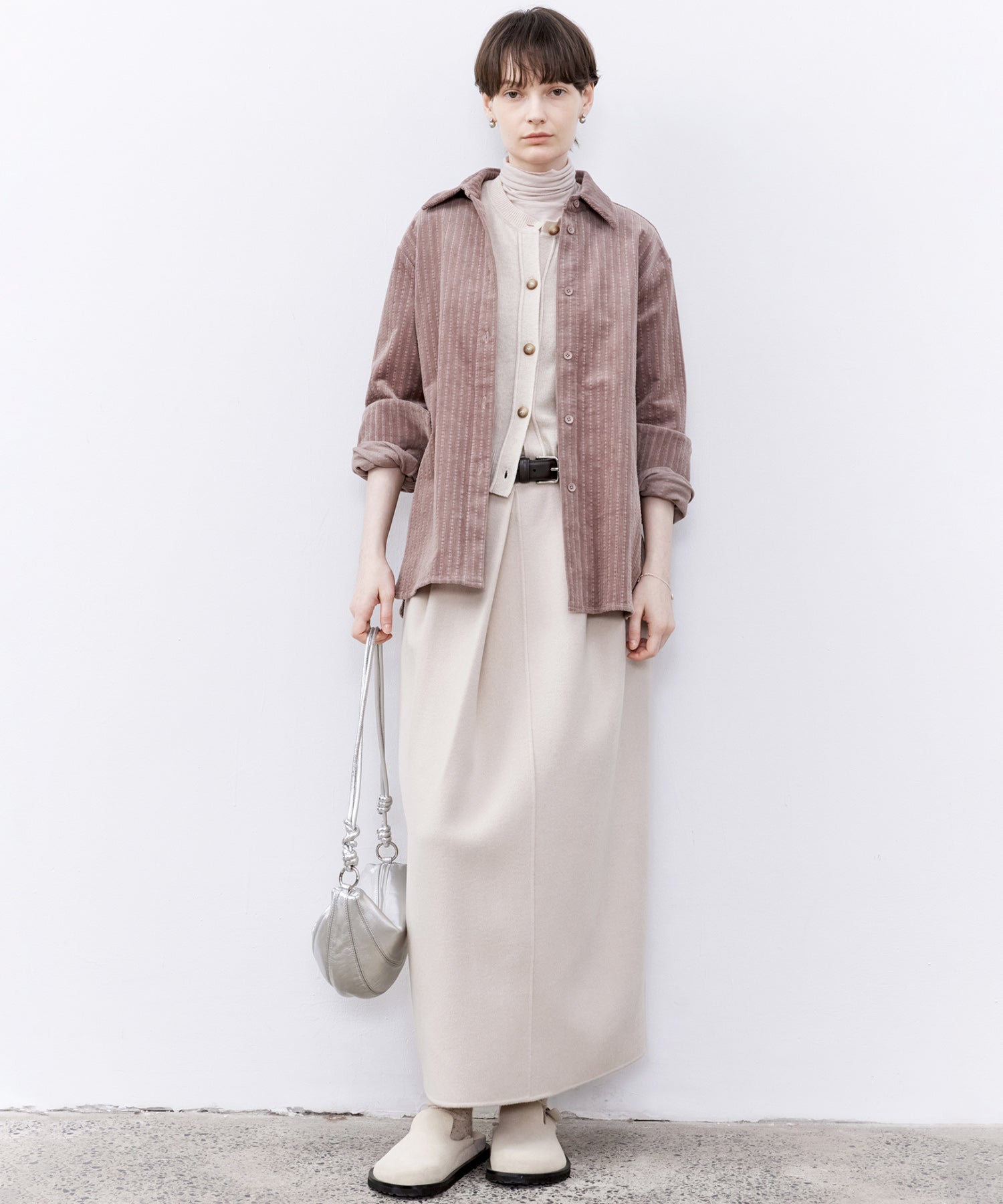 Wool Twill Skirt with Gathered Detail & Bubble Silhouette