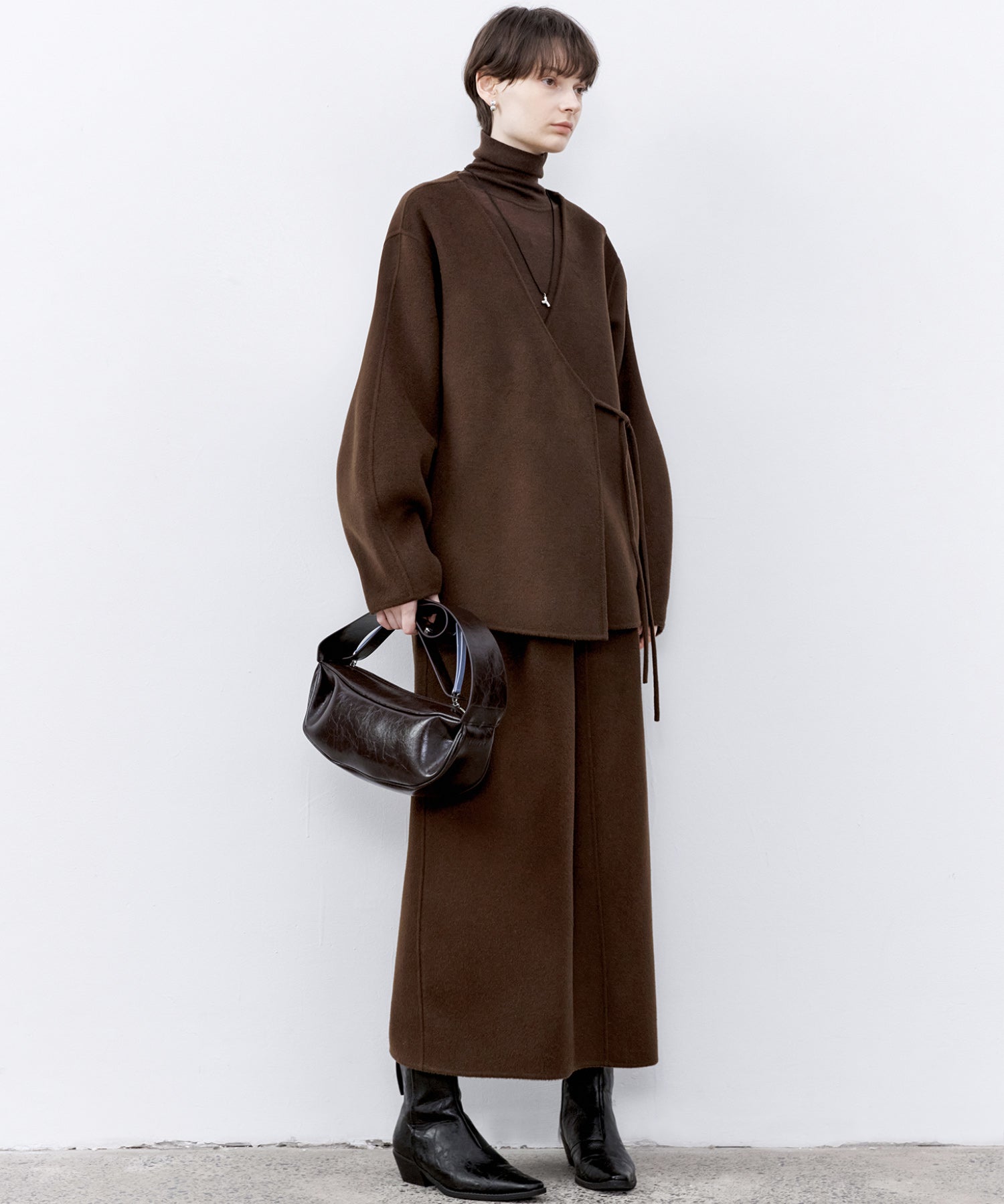 Wool Twill Skirt with Gathered Detail & Bubble Silhouette