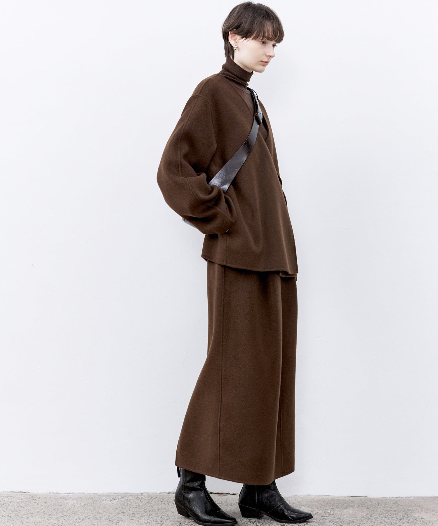 Wool Twill Skirt with Gathered Detail & Bubble Silhouette