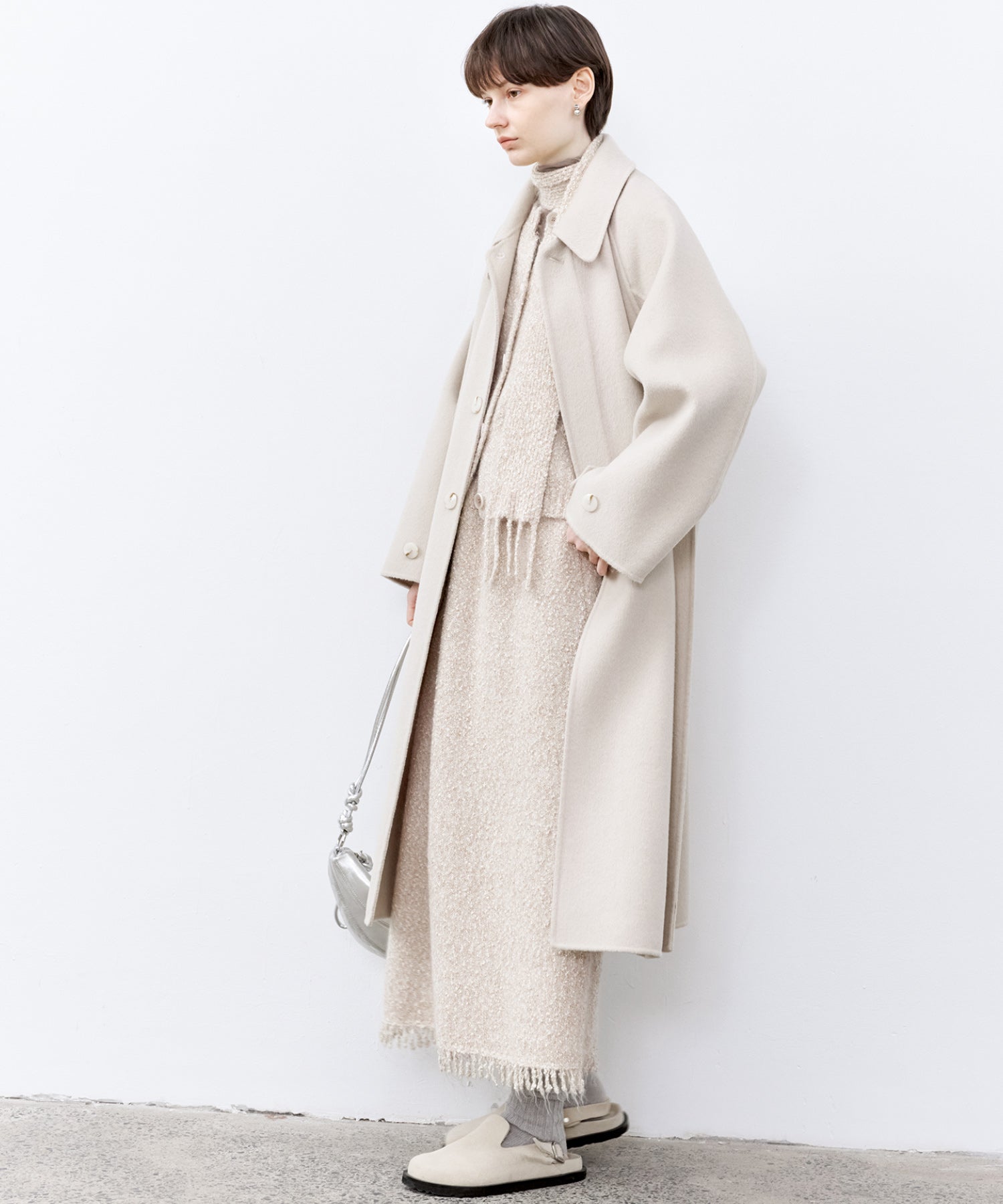 Fringe Accent Textured Knit Skirt – Tweed-Like A-Line