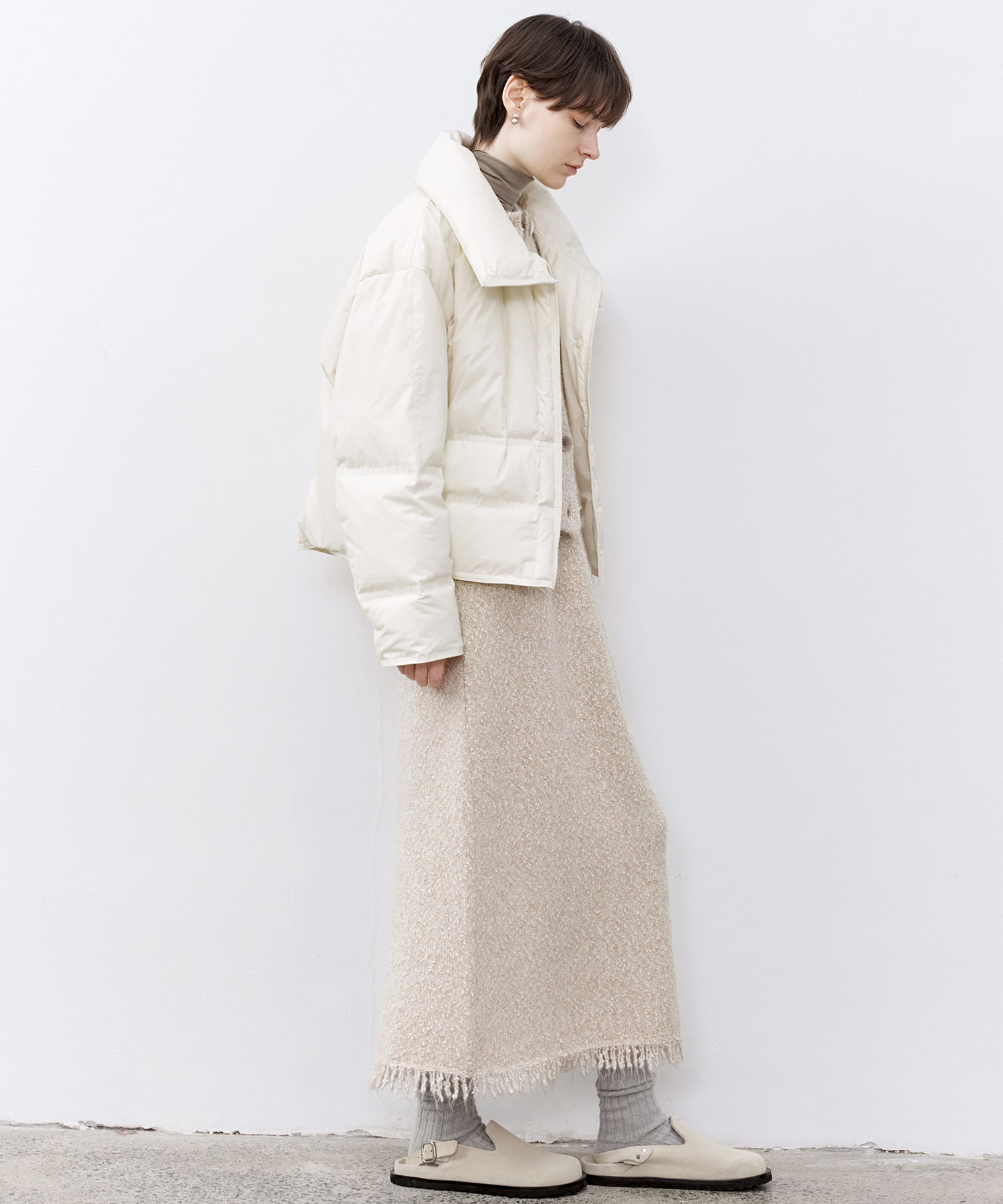 Drop Shoulder Short Puffer with Shaped Waist Design