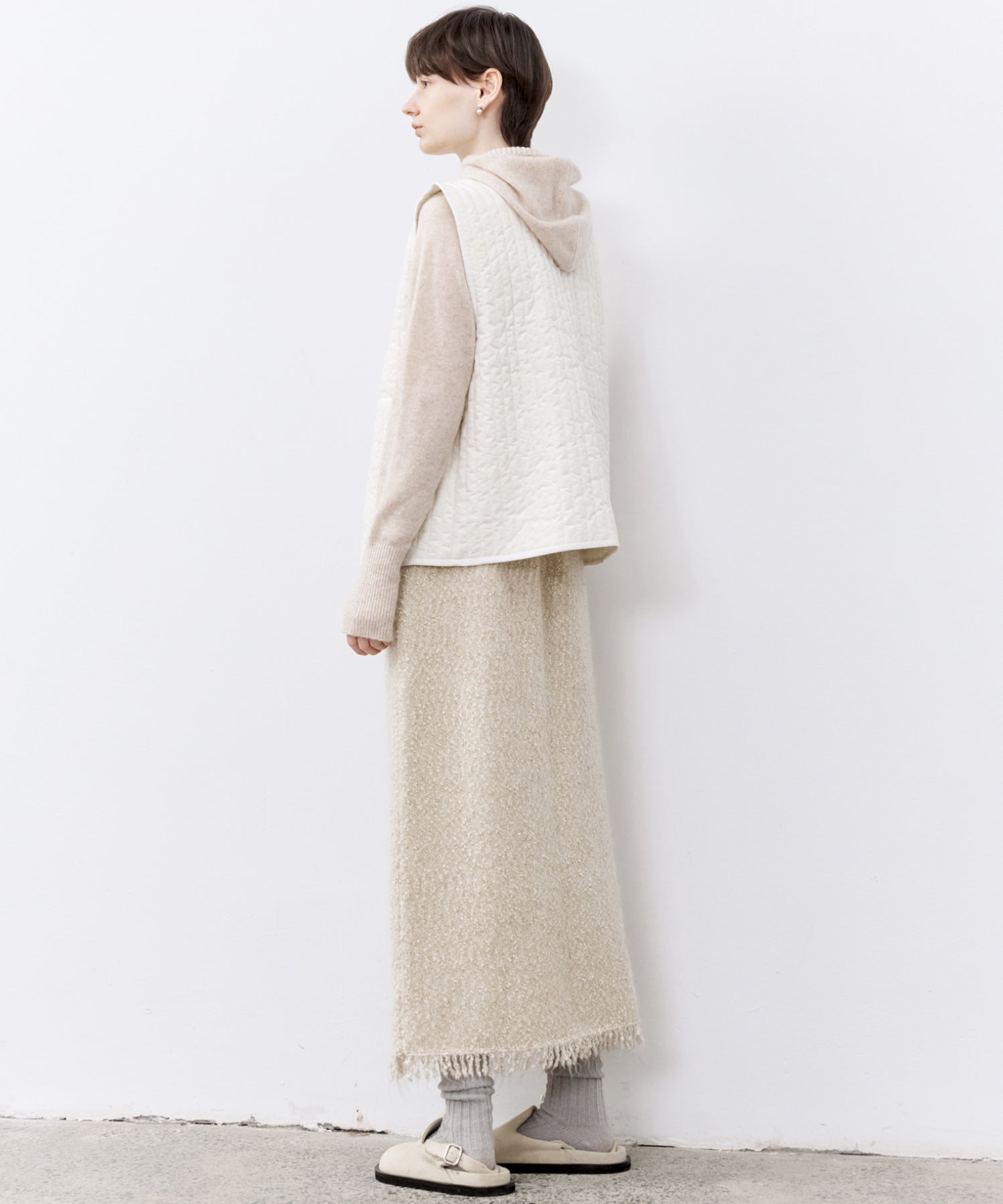 Flocked Jacquard Texture V-Neck Quilted Cotton Vest