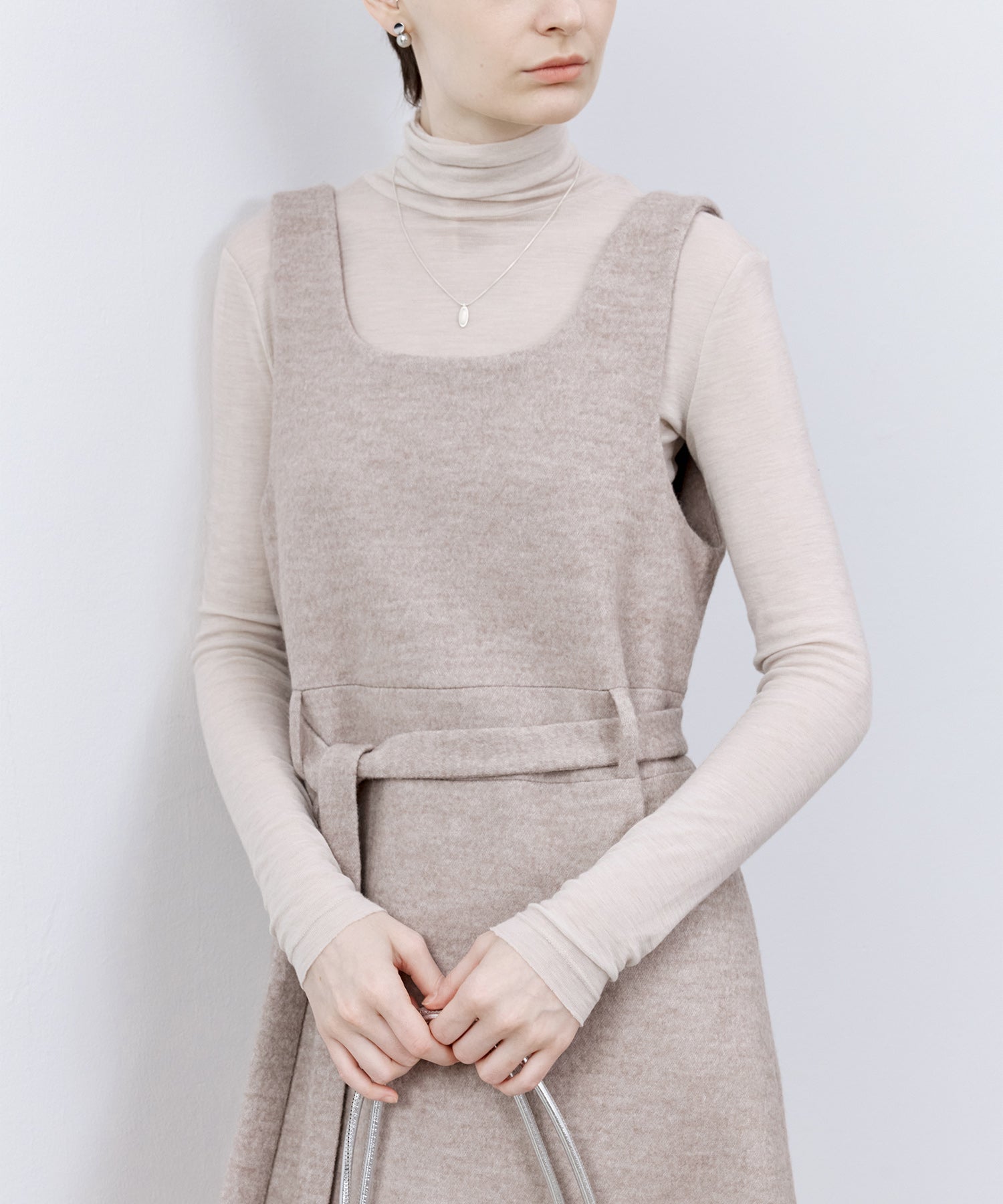 Wool-Blend Belted Jumper Dress