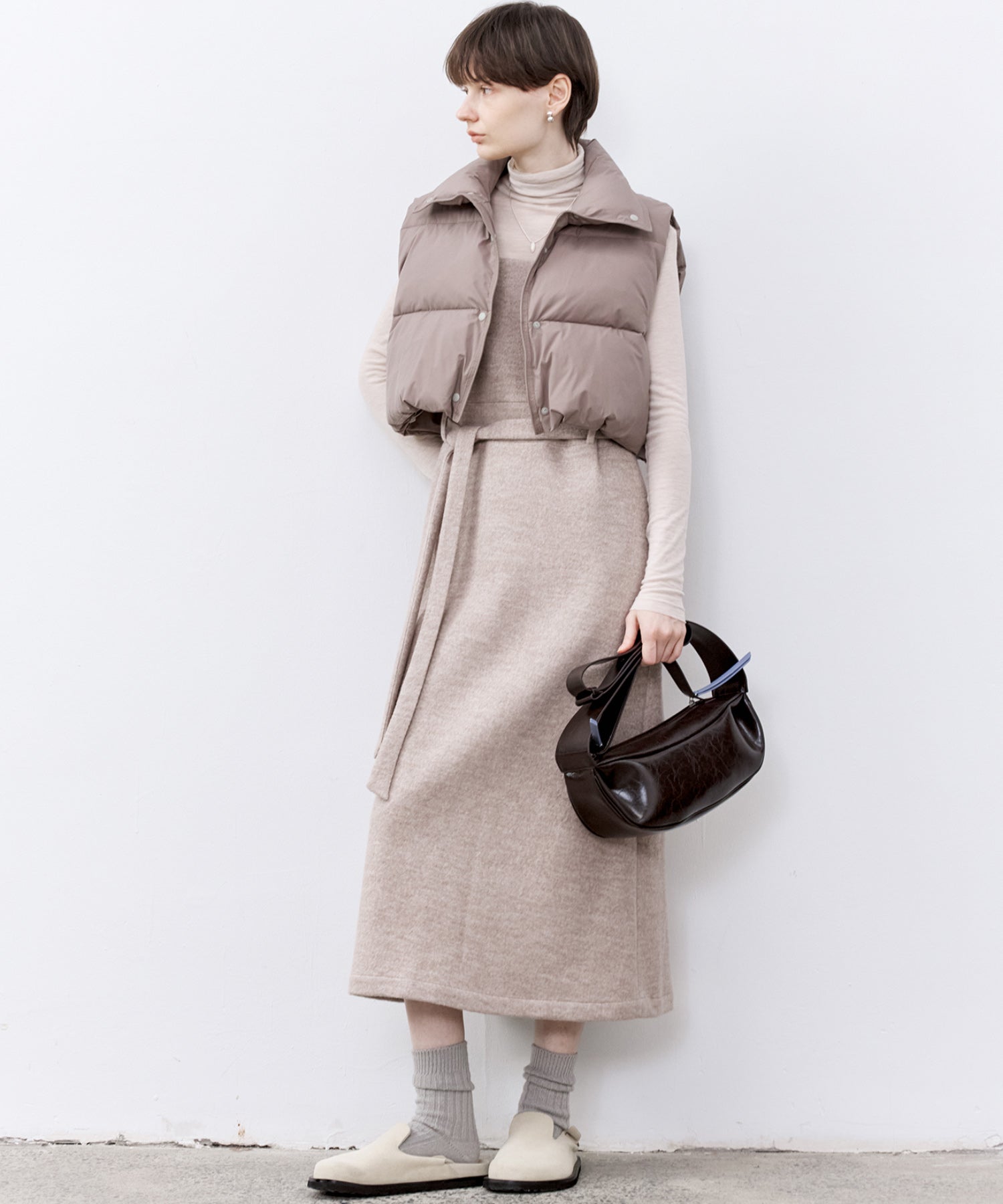 Cropped Puffer Vest with Moldable Neckline