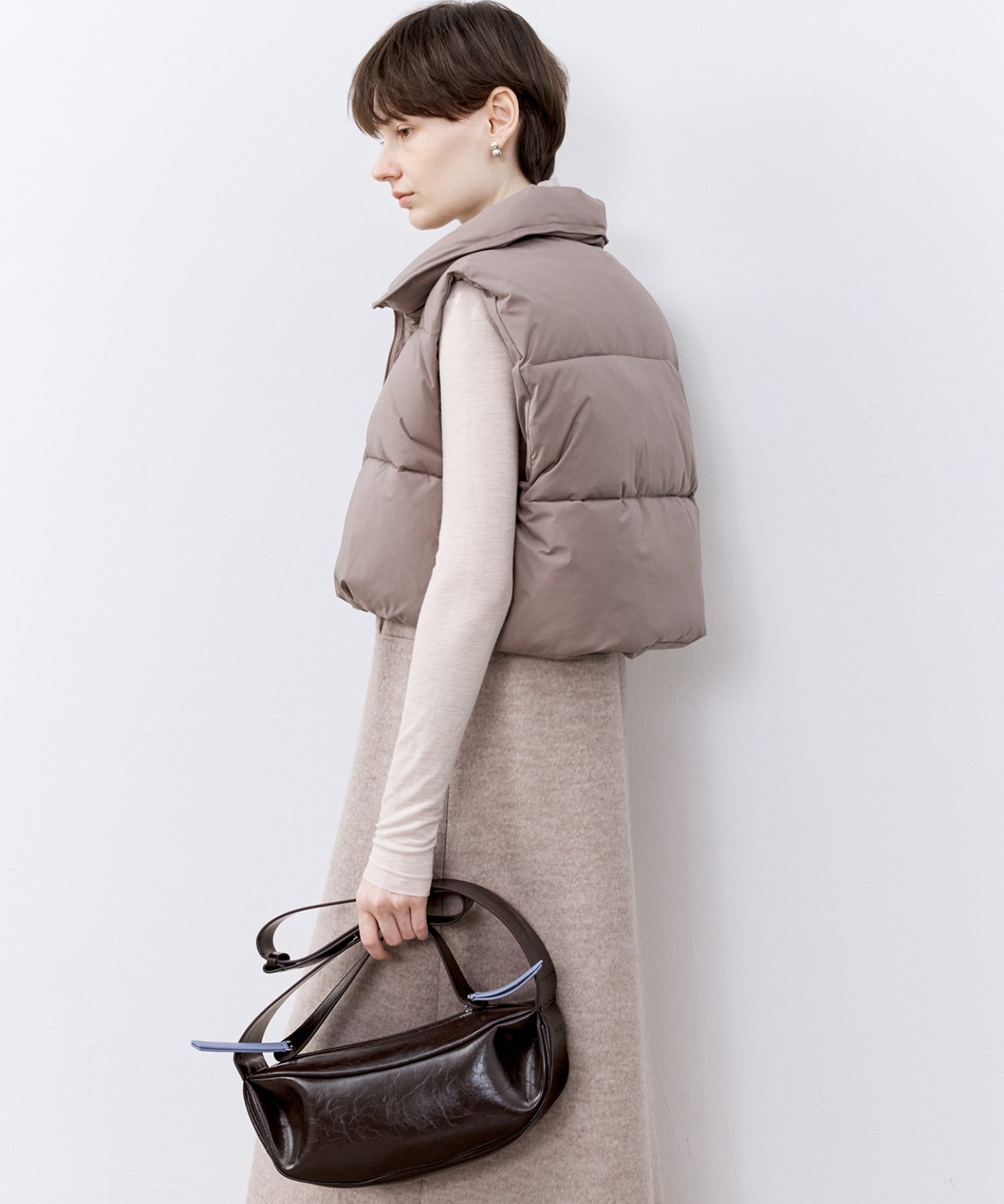 Cropped Puffer Vest with Moldable Neckline