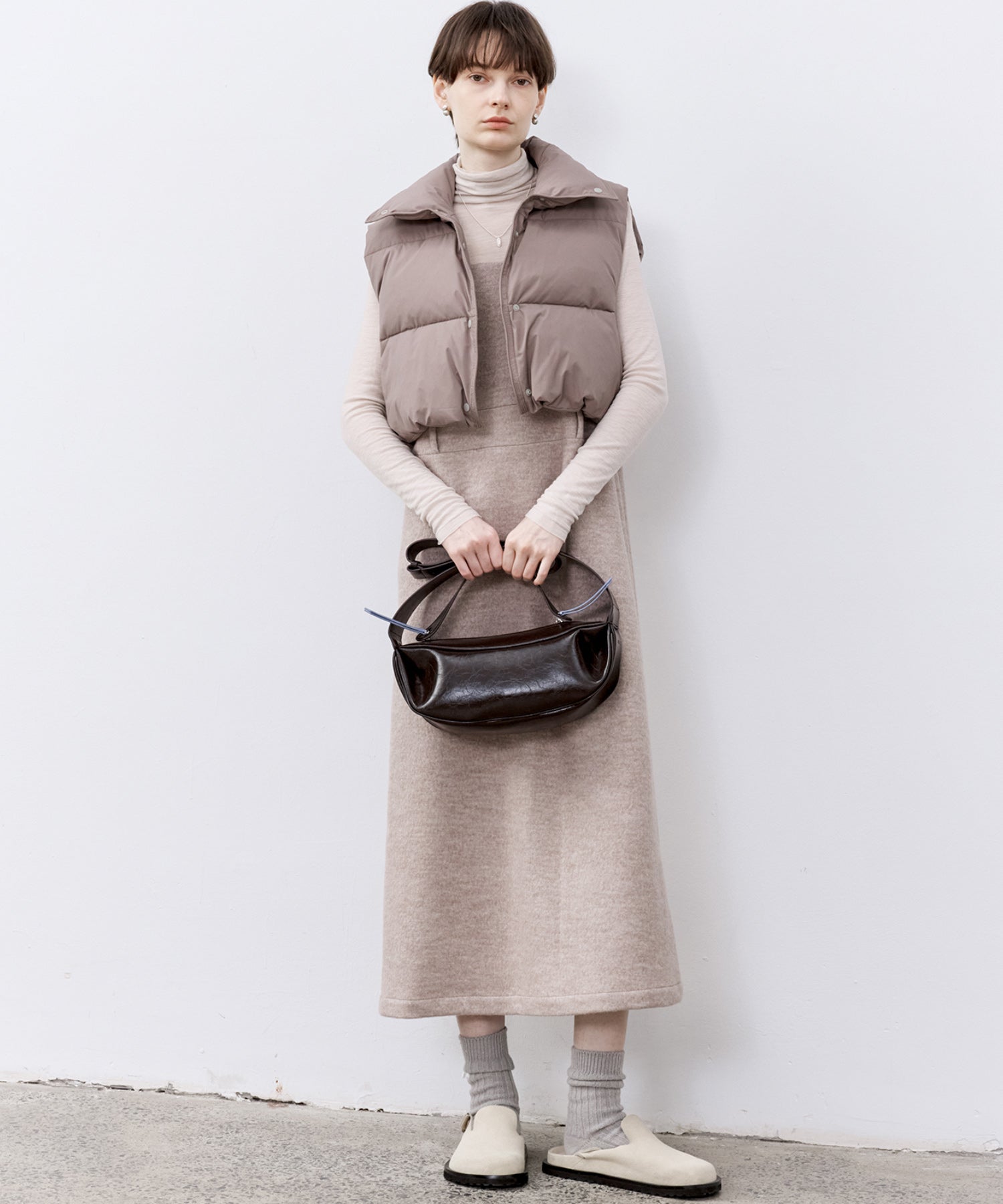 Cropped Puffer Vest with Moldable Neckline