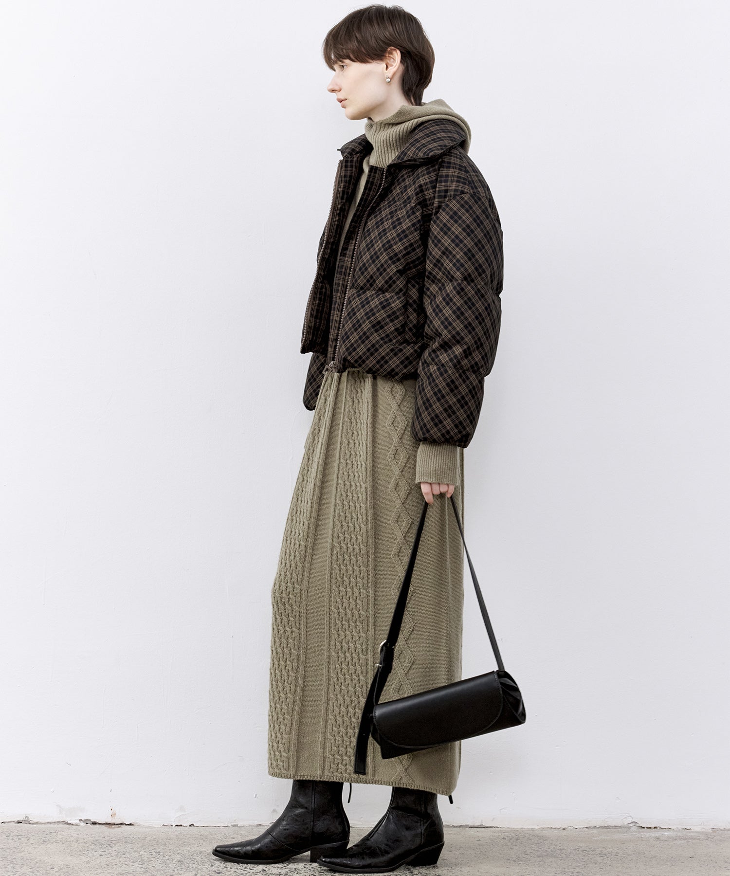 Cable Knit Wool Flare Skirt