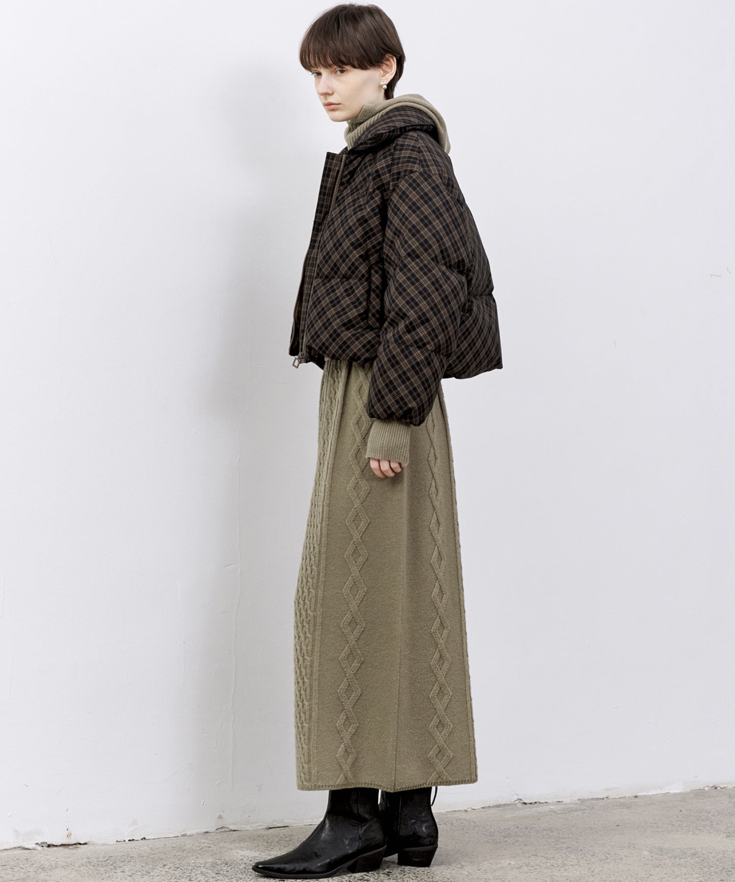 Cable Knit Wool Flare Skirt