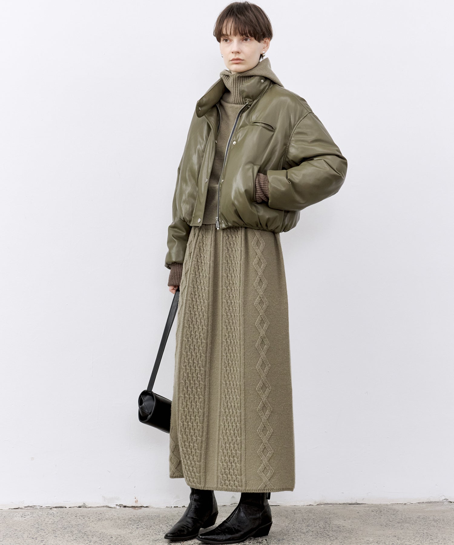 Cable Knit Wool Flare Skirt