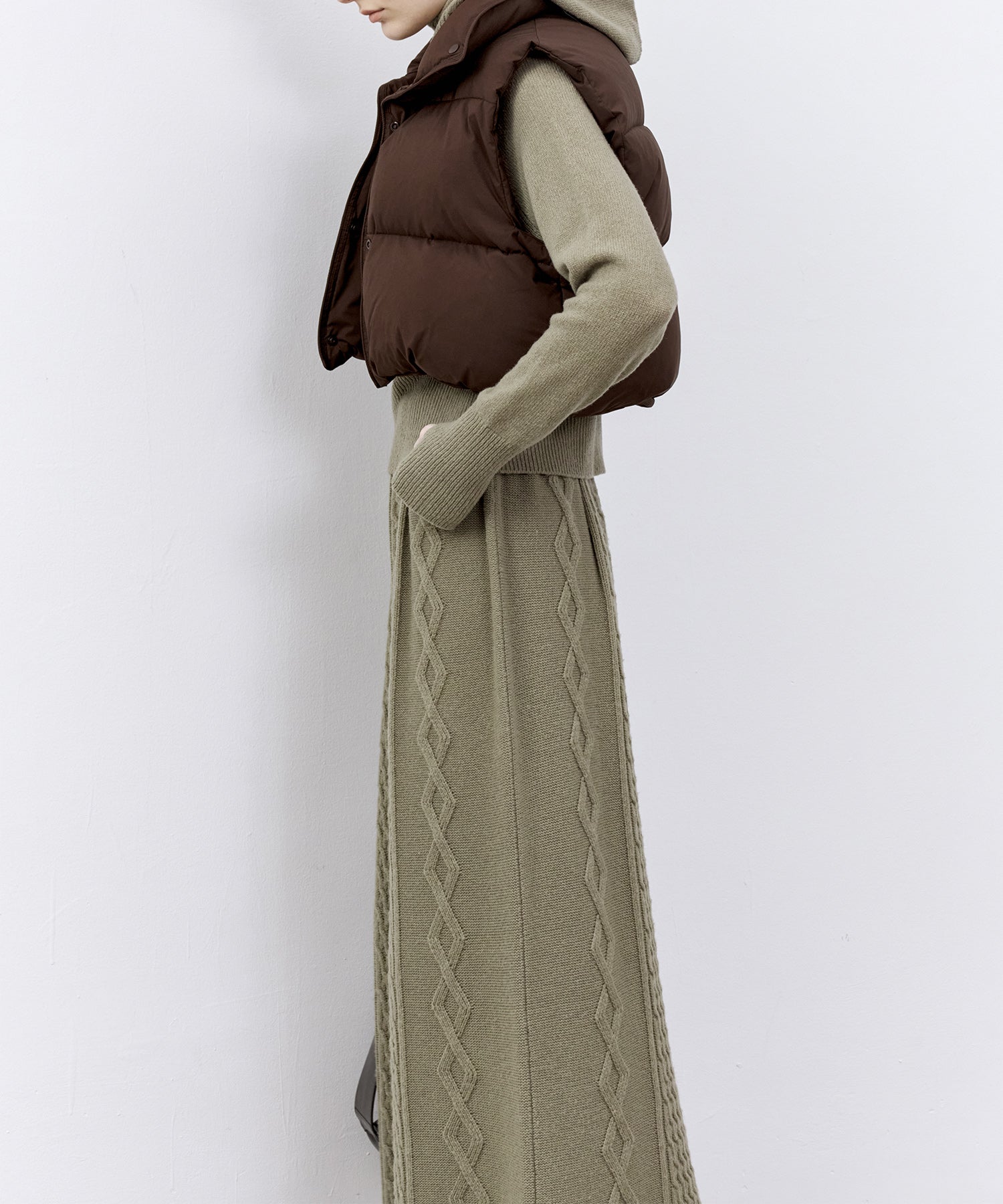 Cable Knit Wool Flare Skirt