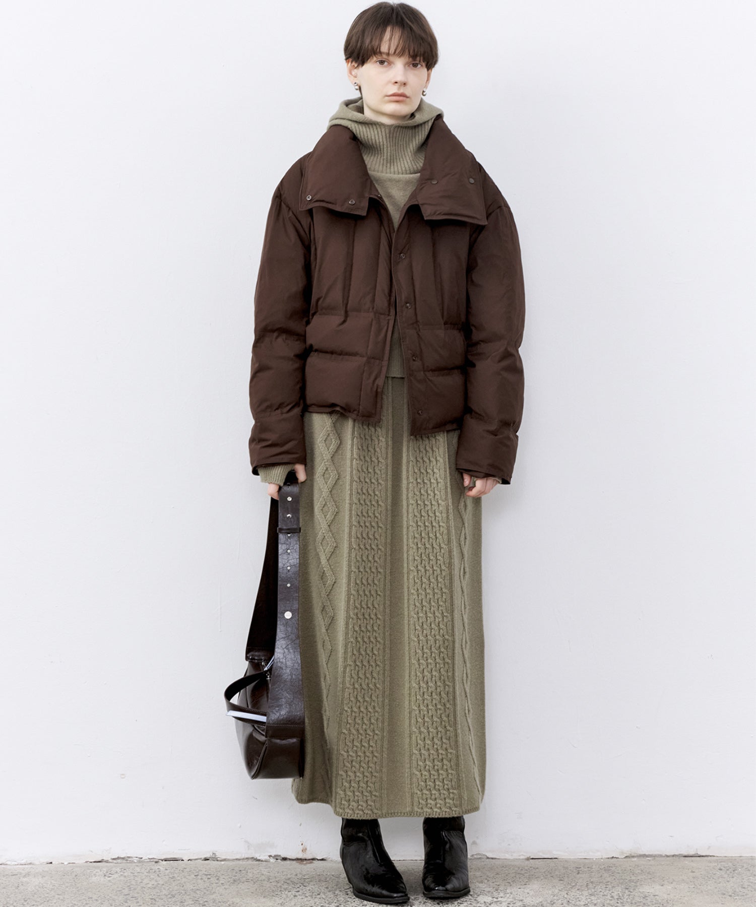 Cable Knit Wool Flare Skirt