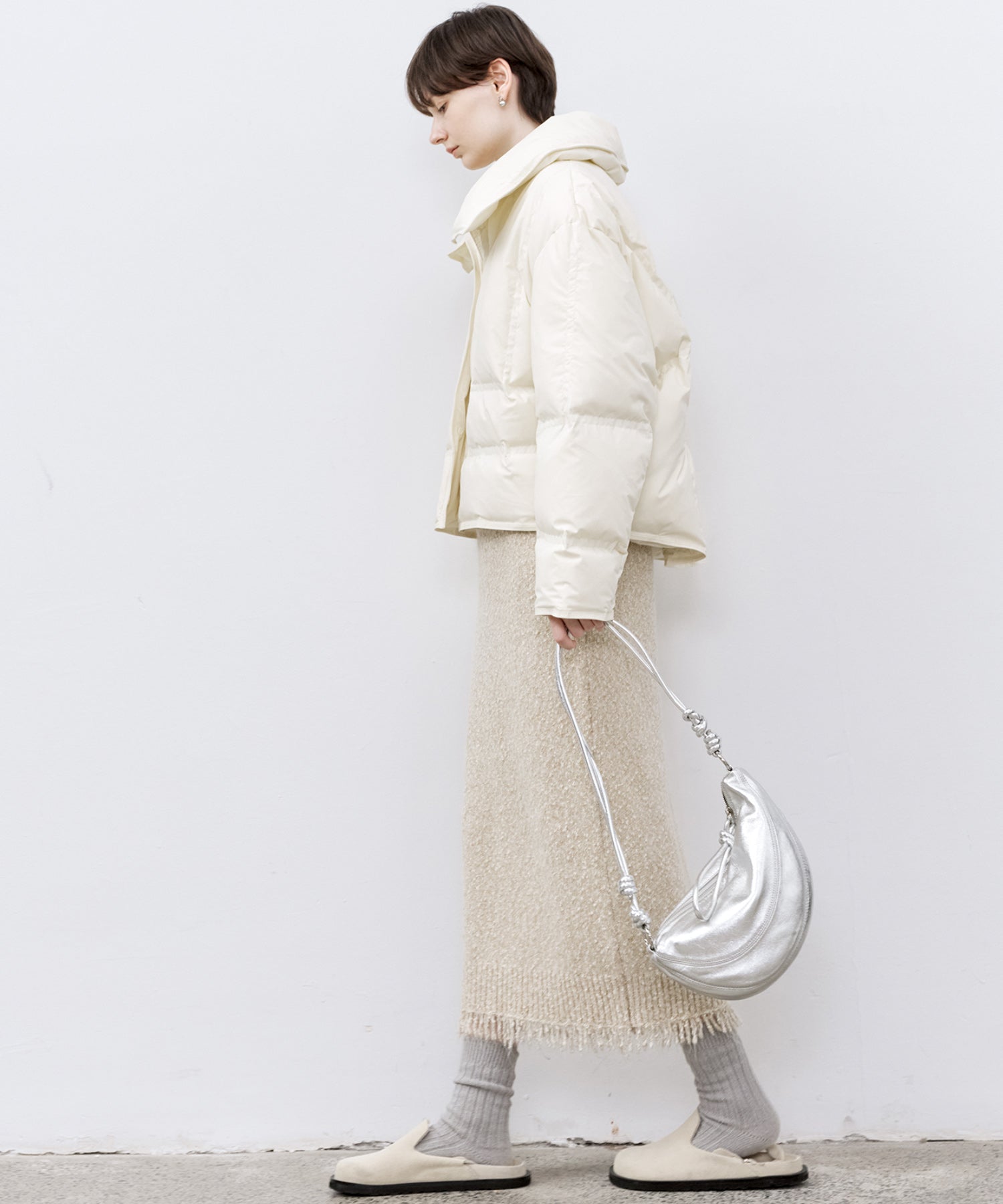 Drop Shoulder Short Puffer with Shaped Waist Design