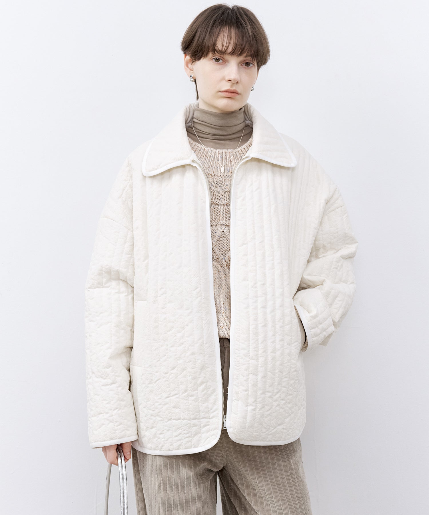 Flocked Print Quilted Jacket