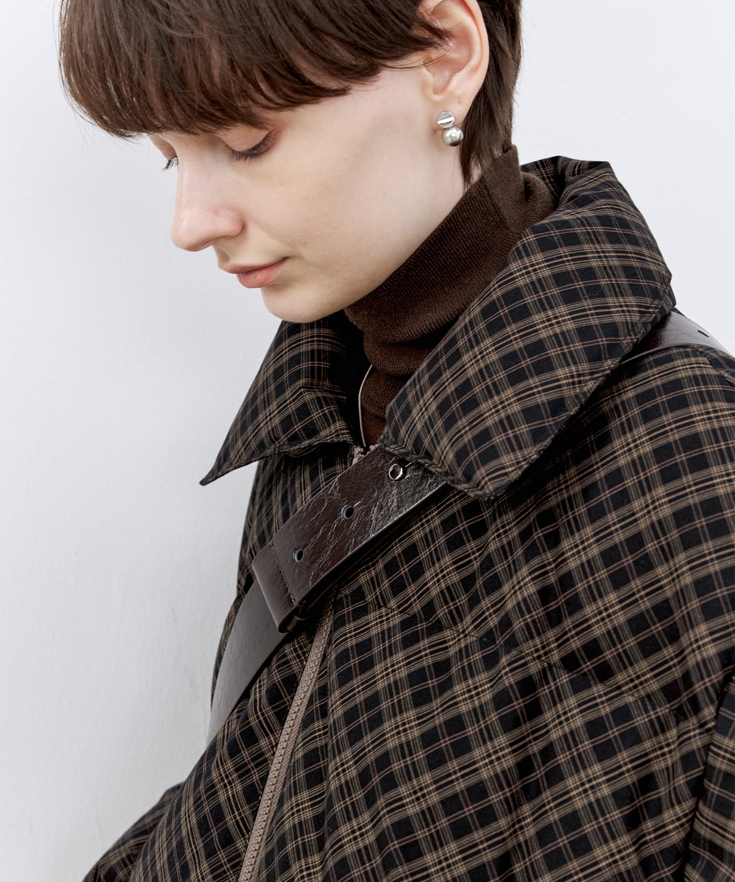 Check Pattern Down Coat
